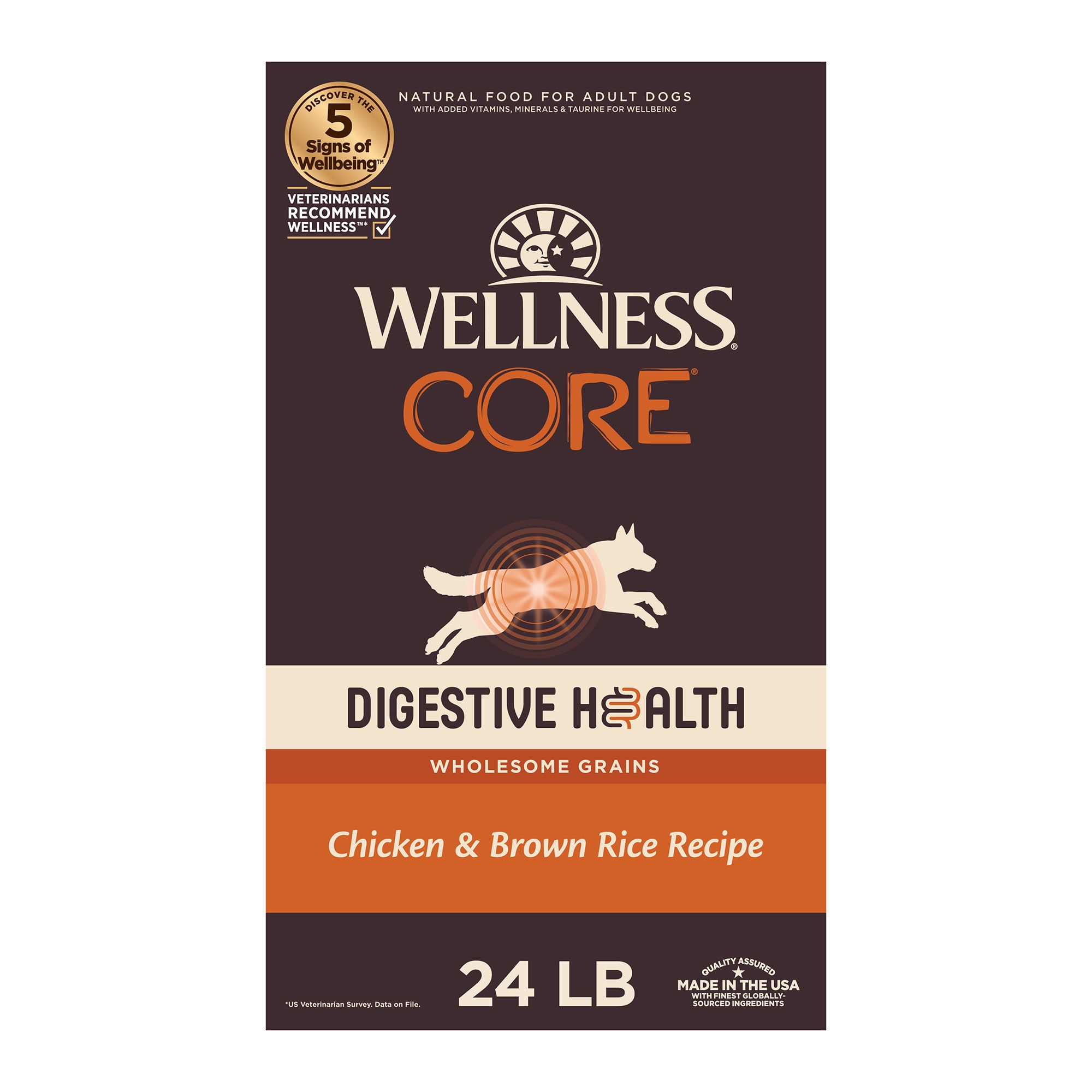 Wellness CORE Digestive Health Chicken Brown Rice Dry Dog Food 24 lbs