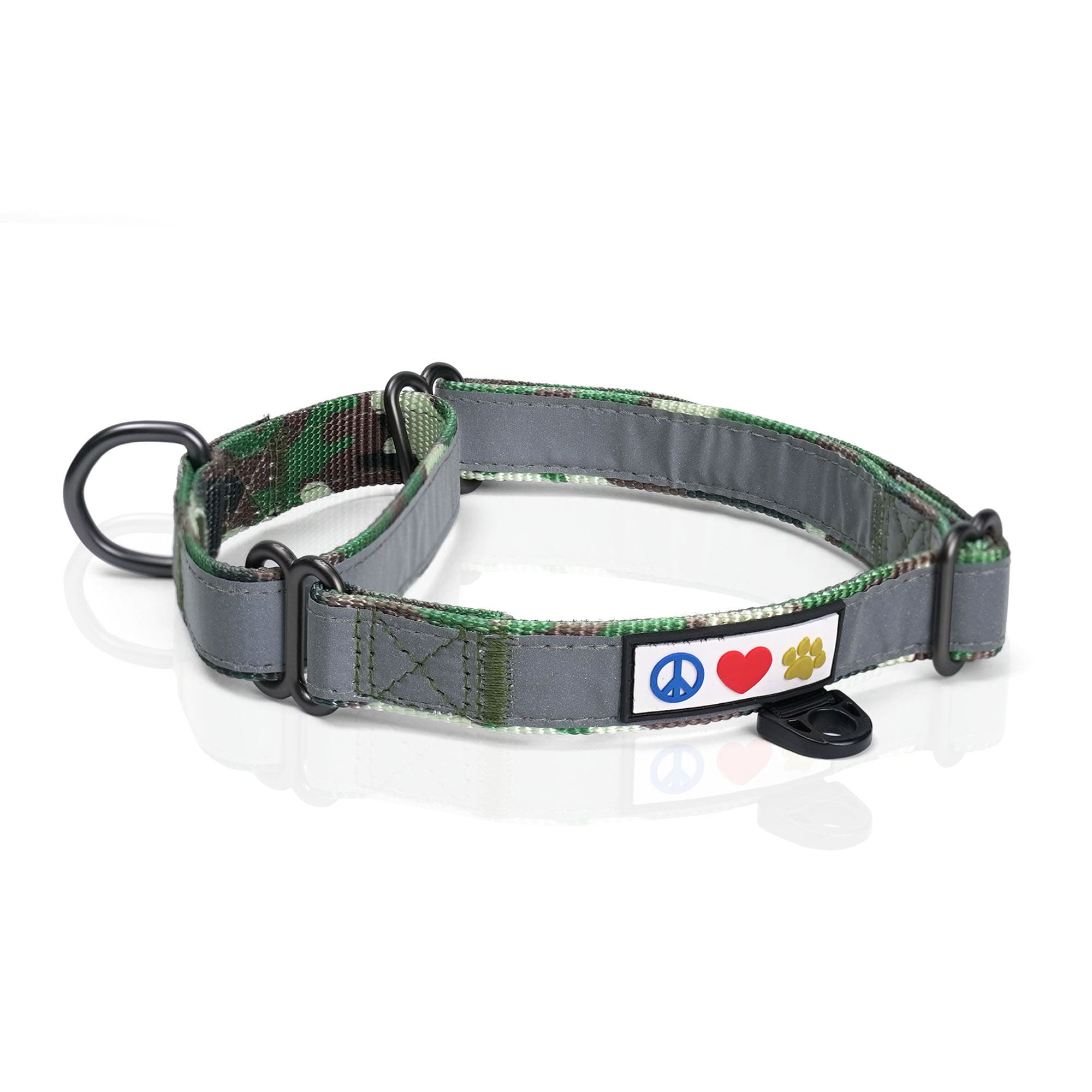 Pawtitas Reflective Martingale Dog Collar, Camo Green, Large Petco