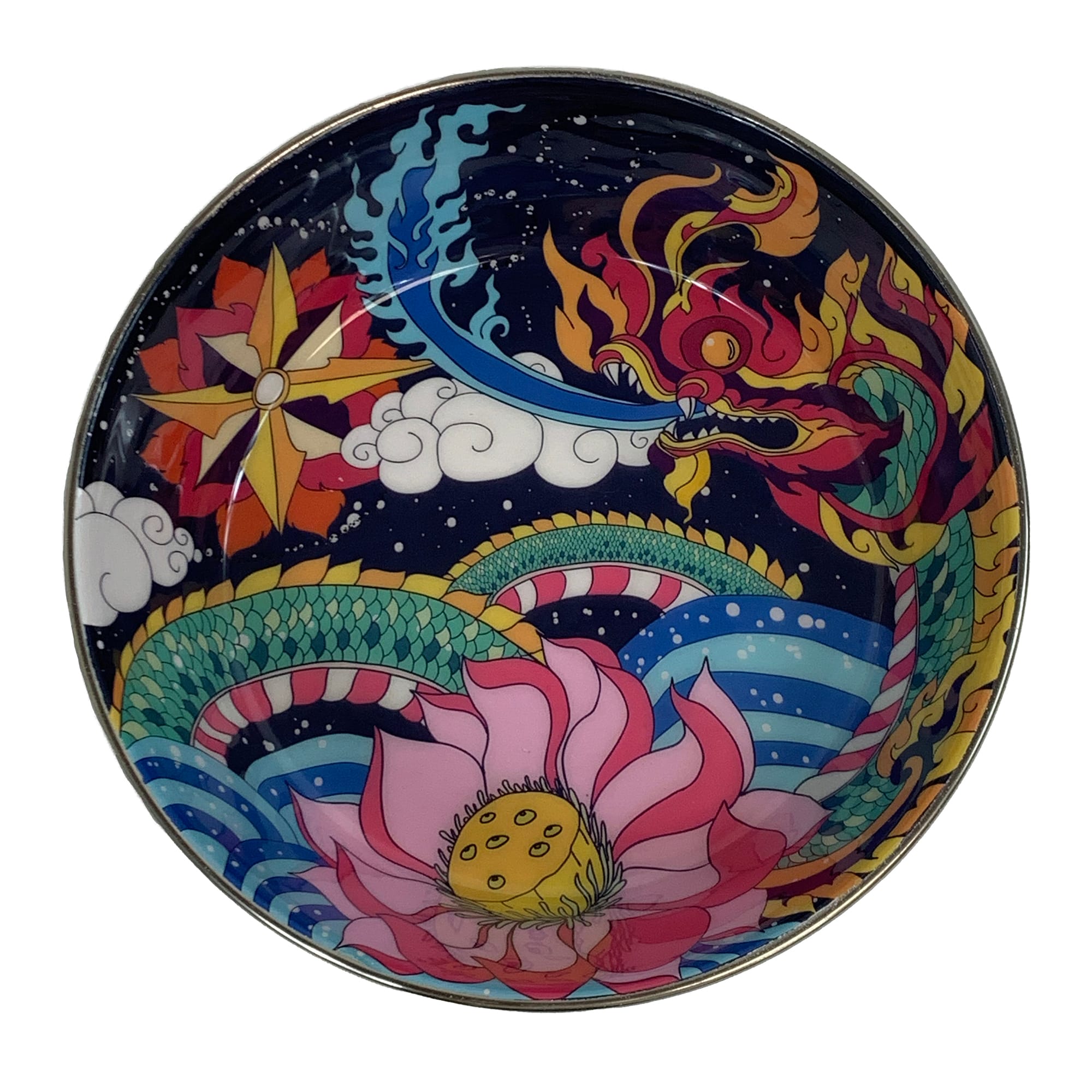Multipet International Komodo Reptile Bowl with Dragon Design, Large, Multi-Color
