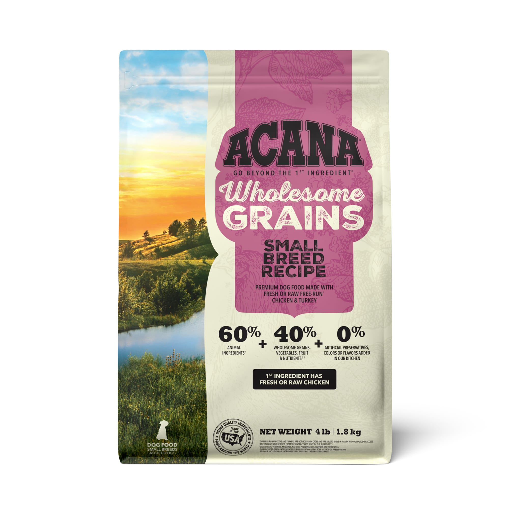 ACANA Wholesome Grains Small Breed Recipe with Real Chicken, Eggs and Turkey Dry Dog Food, 4 lbs.