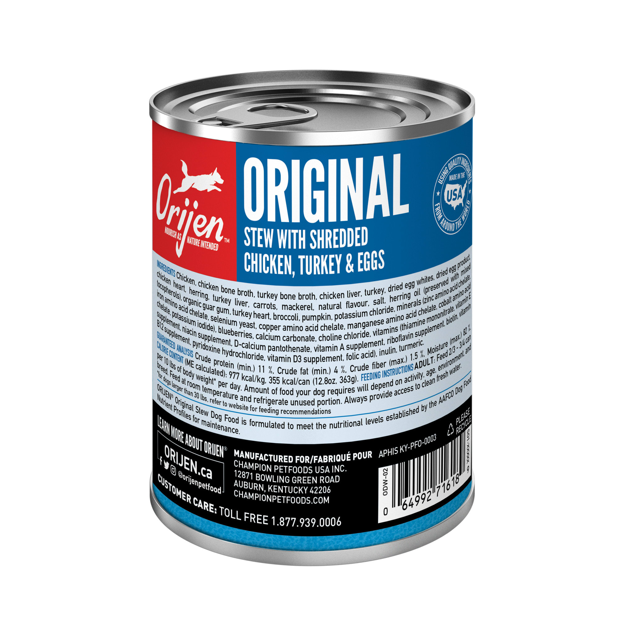 ORIJEN Grain Free Real Meat Shreds Original Stew Premium Wet Dog