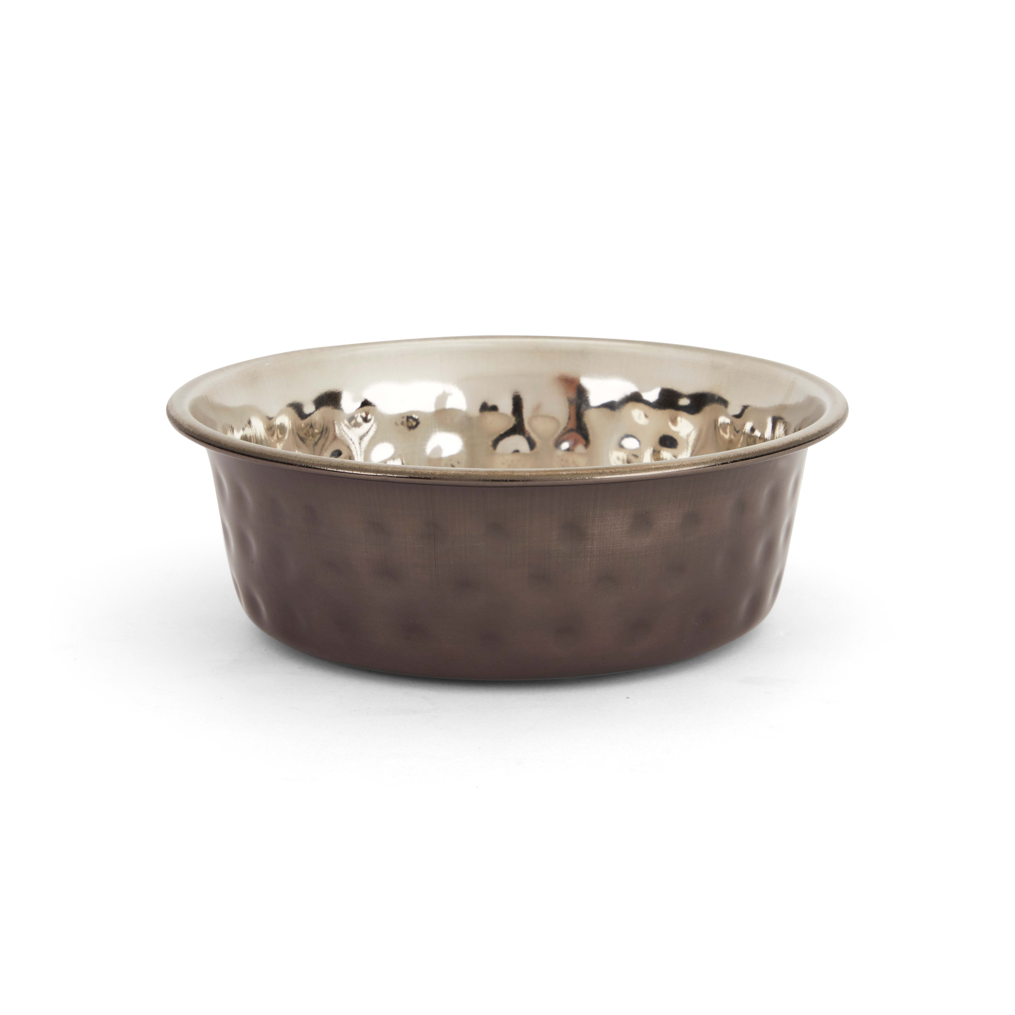 EveryYay Dining In Hammered Black Stainless-Steel Dog Bowl, 1.75 Cups