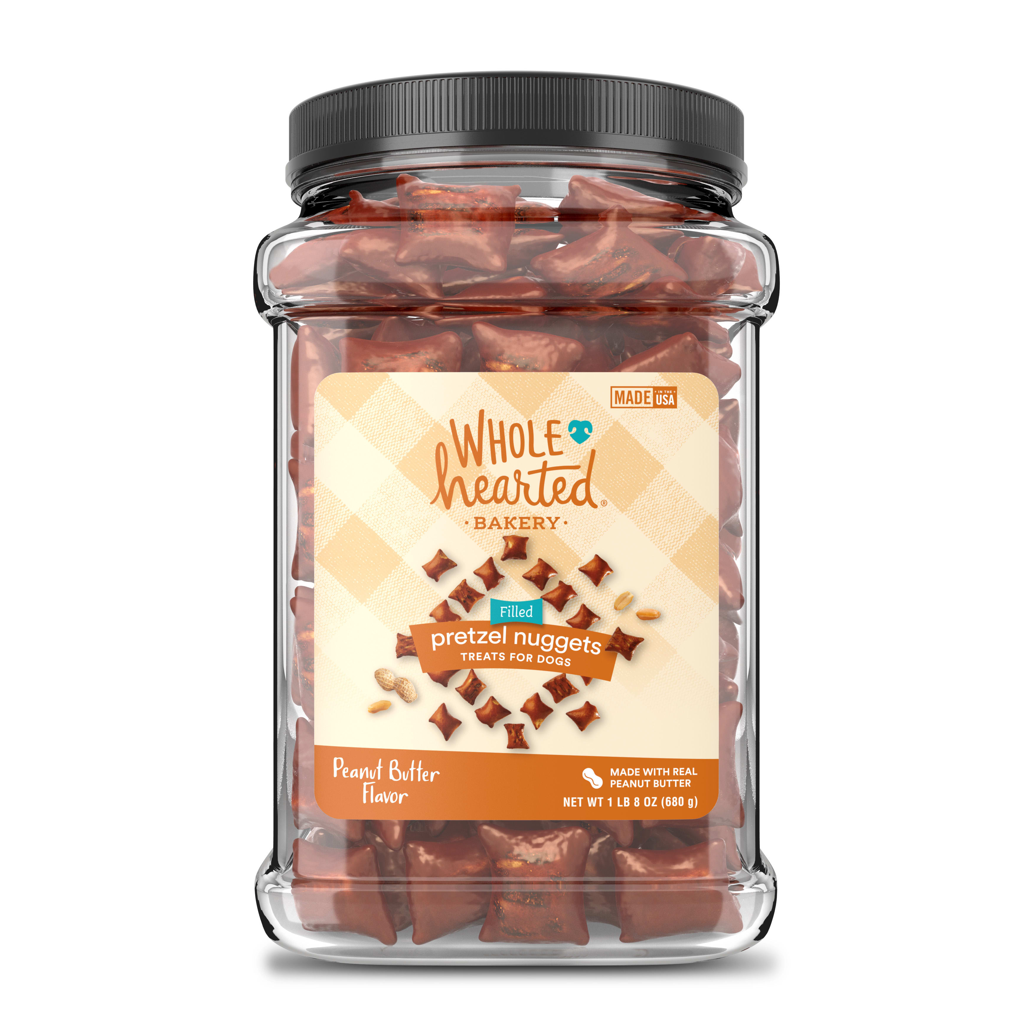 WholeHearted Peanut Butter Flavor Pretzel Nuggets Treats for Dogs, 1.5