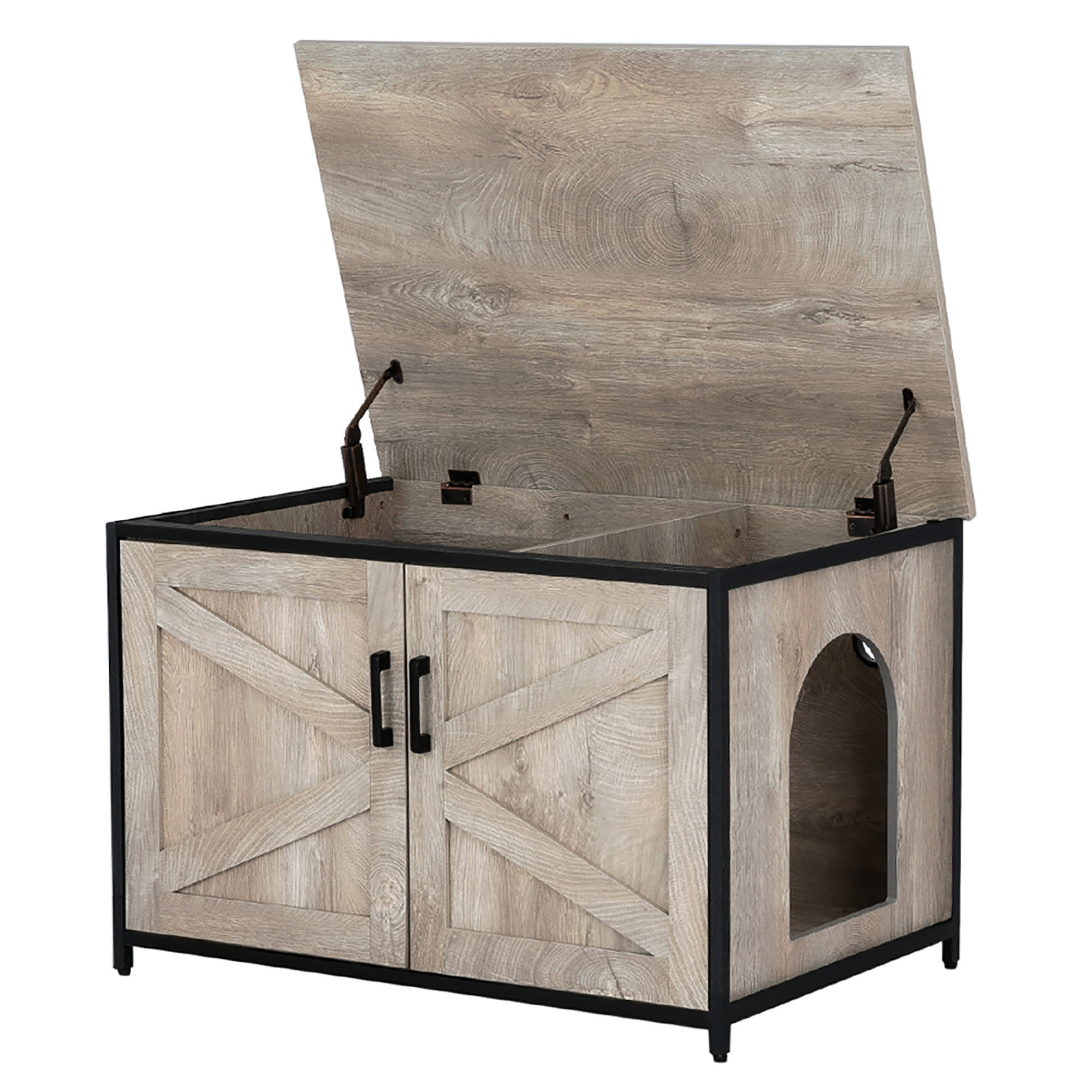 UniPaws Cat Litter Box Enclosure with Top Opening, 31.5" L X 21.7" W X 21.7" H, Large, Grey