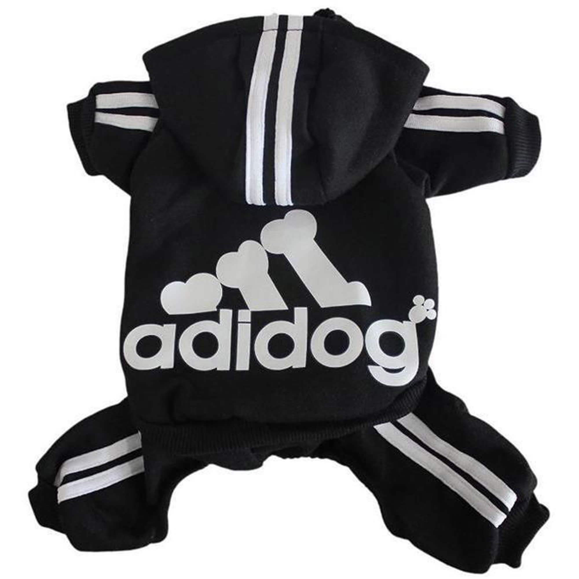 Fresh Pawz Black Adidog Logo Dog Jumpsuit, XSmall Petco