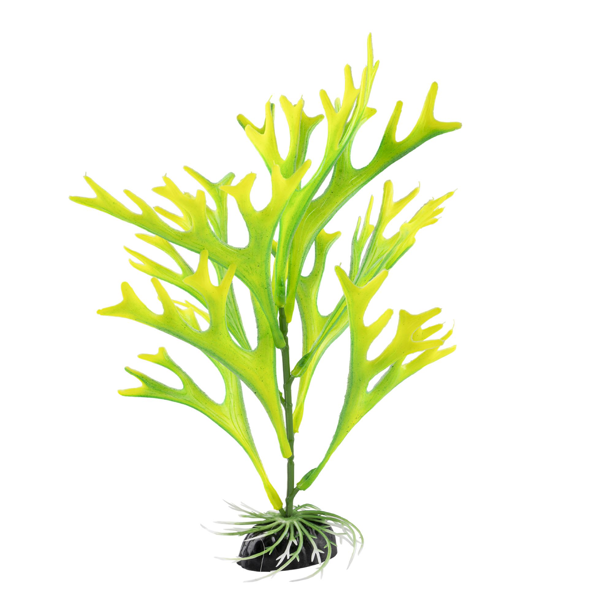 GloFish Green/Yellow Spike Plant Fluorescent Under Blue LED Light Aquarium Decor, Large