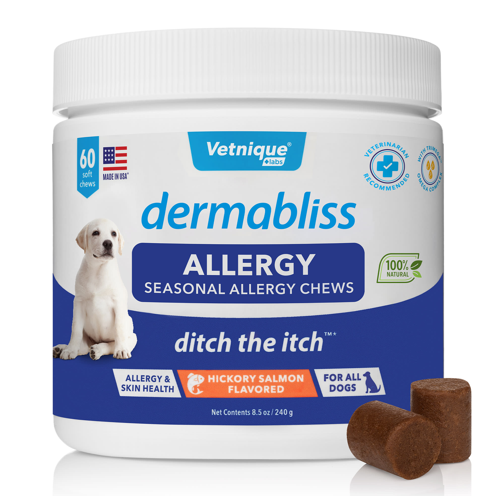 Vetnique Labs Dermabliss Seasonal Allergy & Immune Support Soft Chew for Dogs, Count of 60 Petco