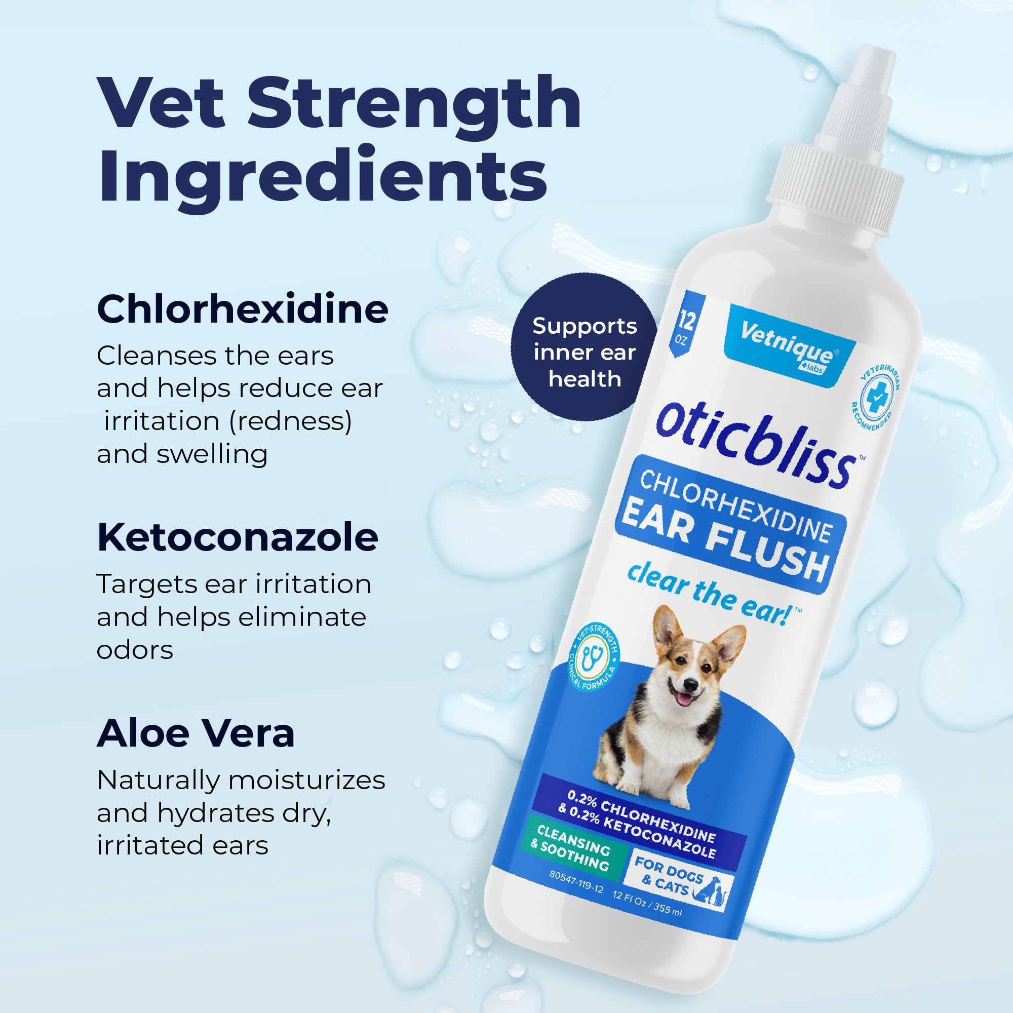 Vetnique Oticbliss Ear Flush for Pets Anti Bacterial Anti Fungal from Petco