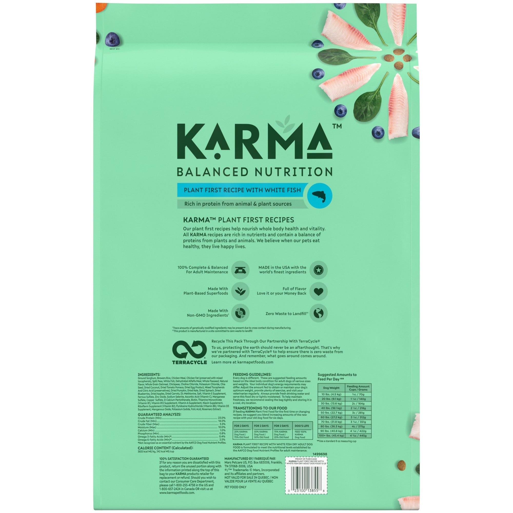 KARMA Balanced Nutrition Plant-First Recipe with White Fish Adult Dry Dog  Food, 12 lbs. | Petco