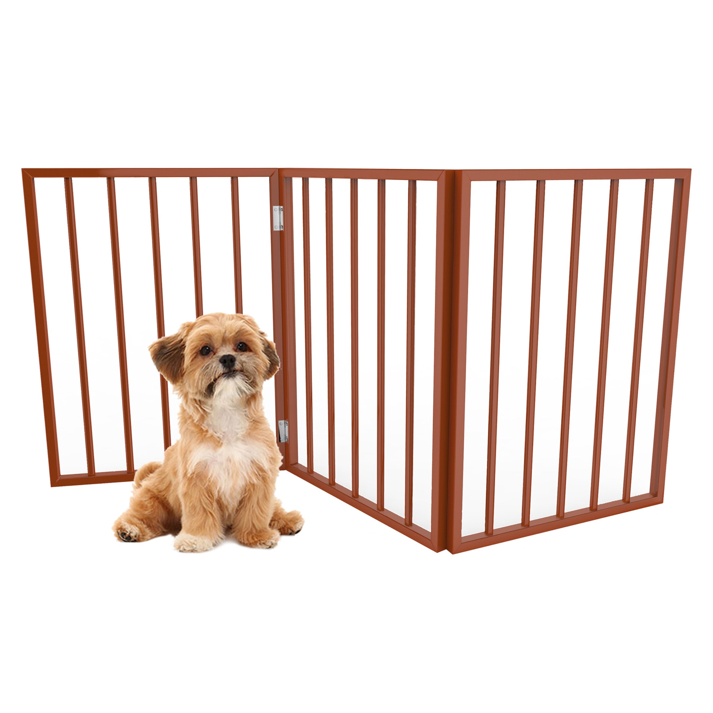 Pet Adobe Mahogany Freestanding Folding Pet Gate, 1" L X 54" W X 24" H