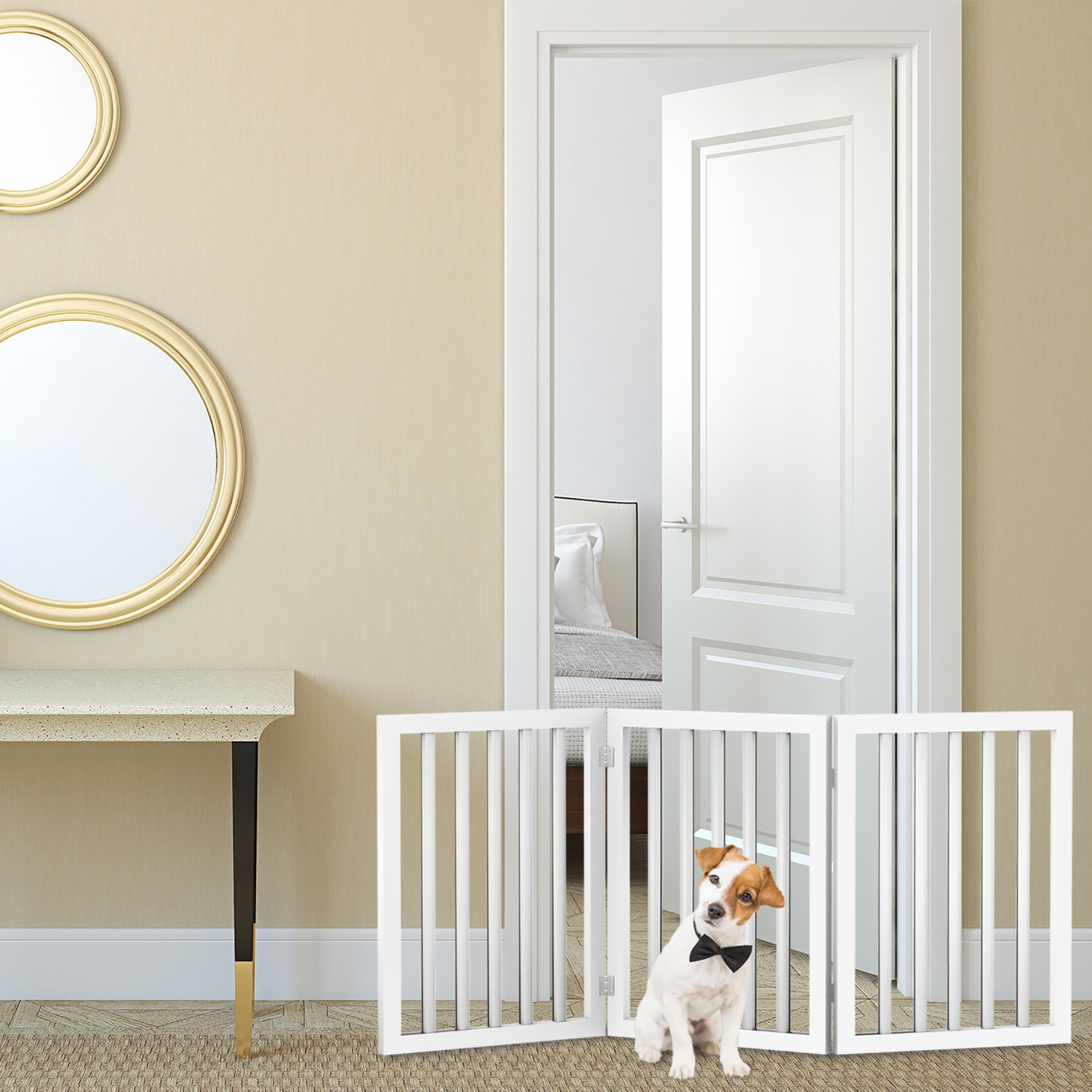 White freestanding 2025 dog gate