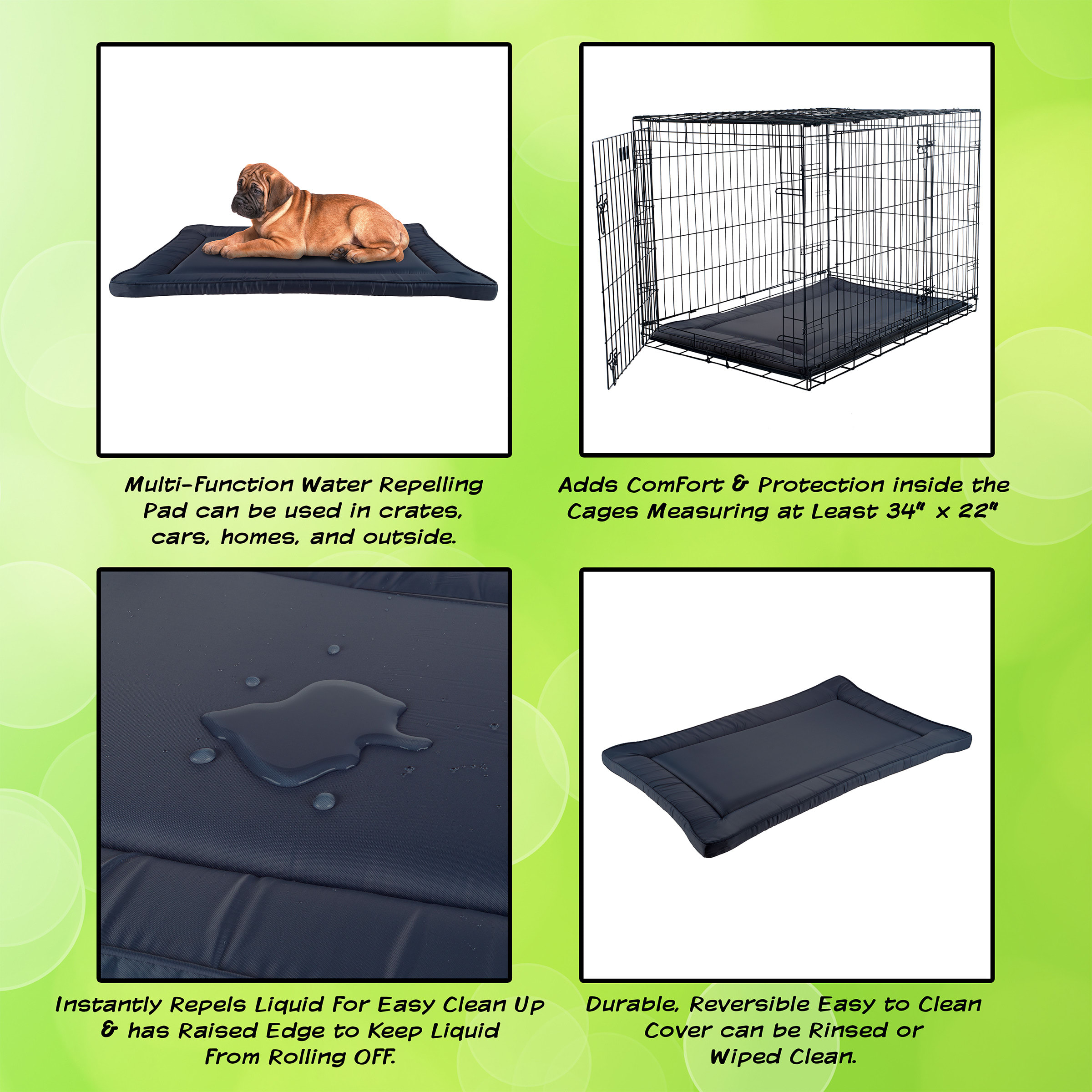 Pet Adobe Gray Waterproof Dog Crate Mat, 34 L X 21 W