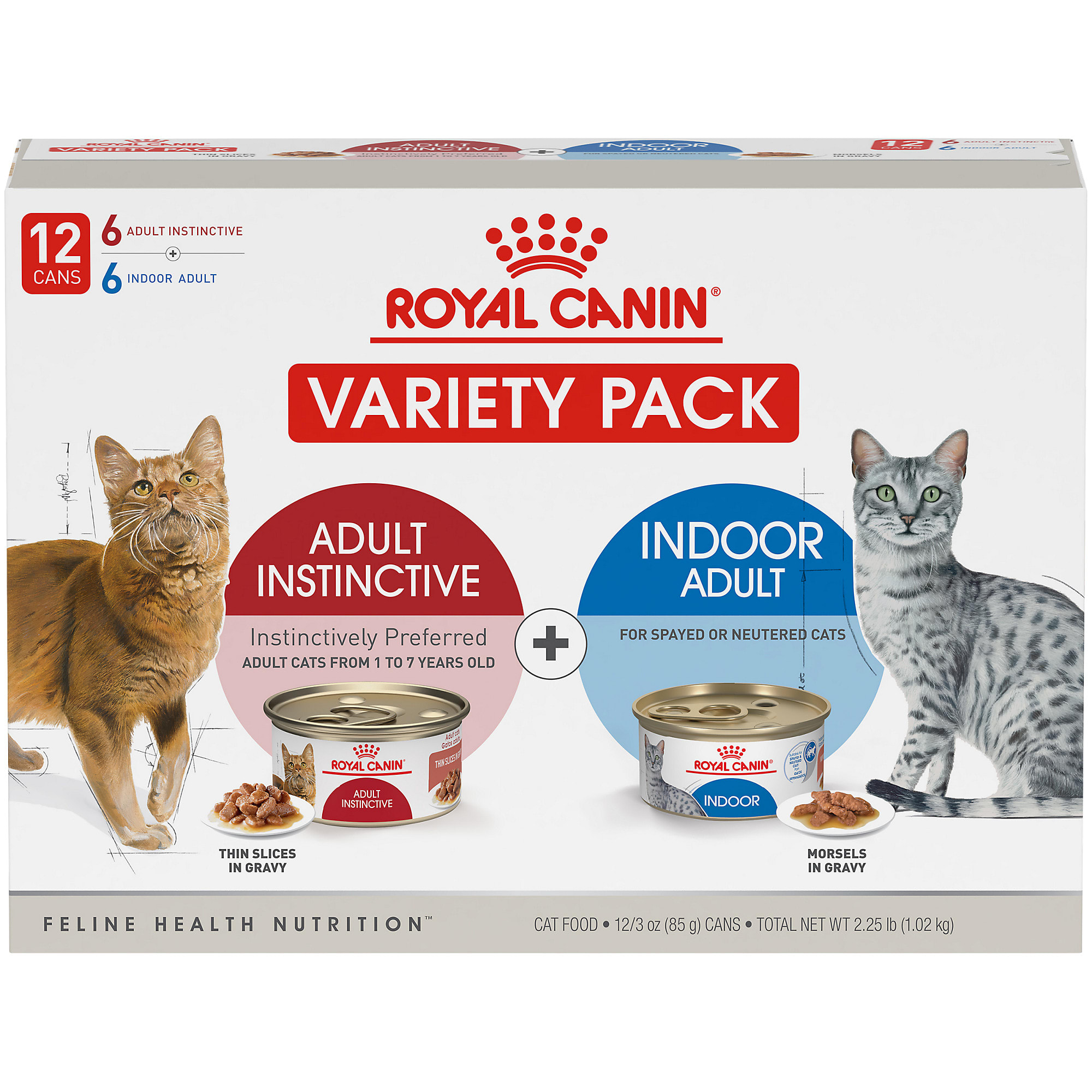 Royal Canin Adult Feline Nutrition Indoor & Instinctive Wet Food Variety Pack  for Cats, 3 oz., Pack of 12