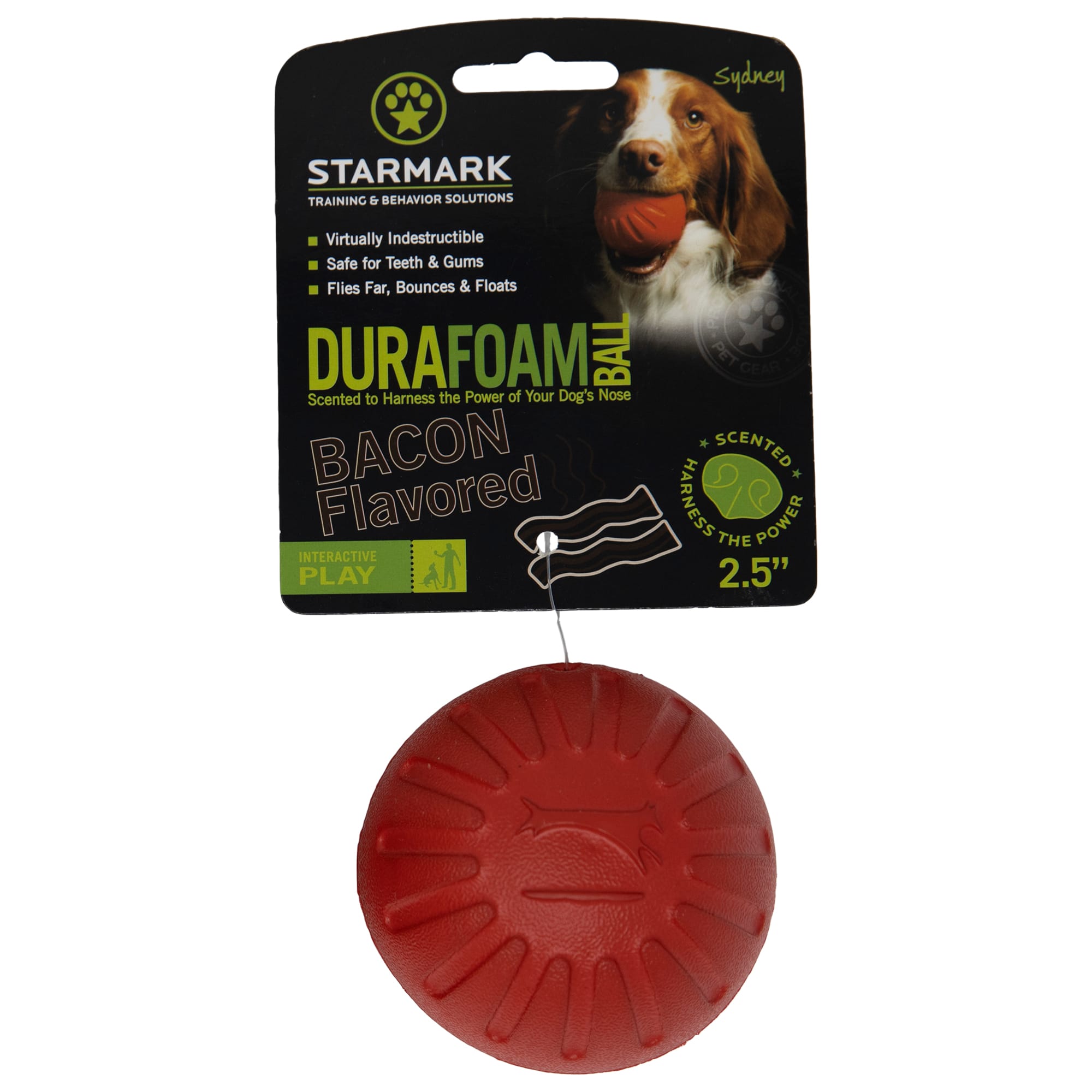 Starmark Bacon Ball Treat Dispensing Dog Toy, 4-in