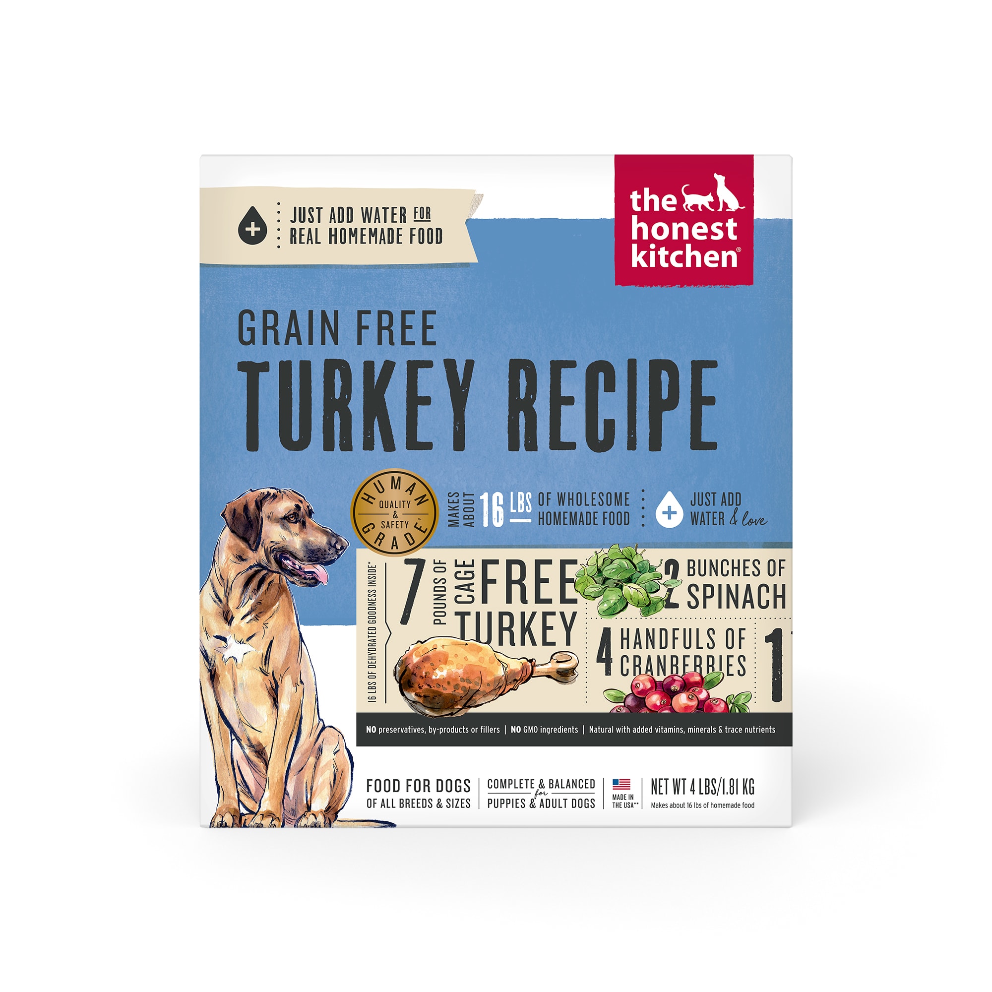 The Honest Kitchen Dehydrated Grain Free Turkey Recipe Dog Food 4 lbs