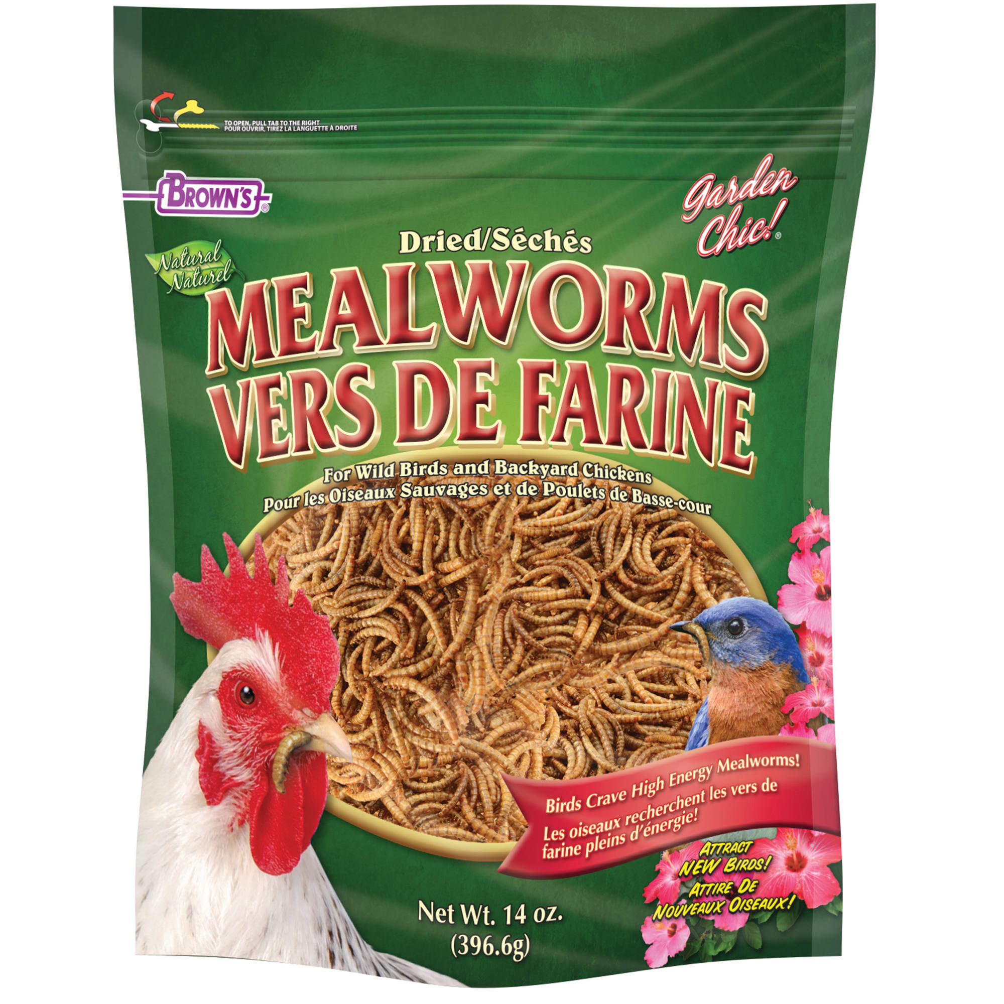 Brown's Garden Chic! Dried Mealworms for Birds, 14 oz.