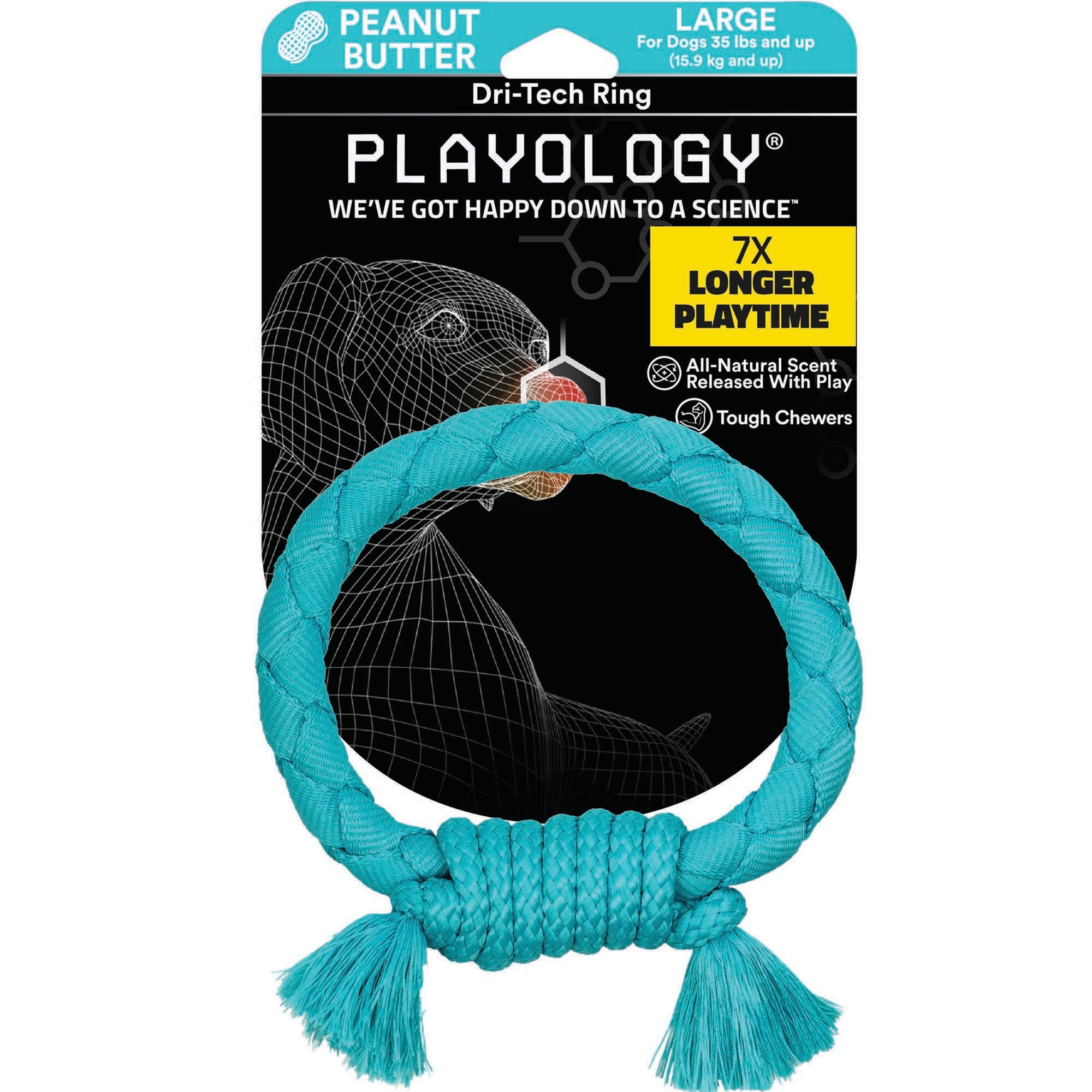 Playology Dri-Tech Peanut Butter Scent Dental Rope Dog Toy, Large