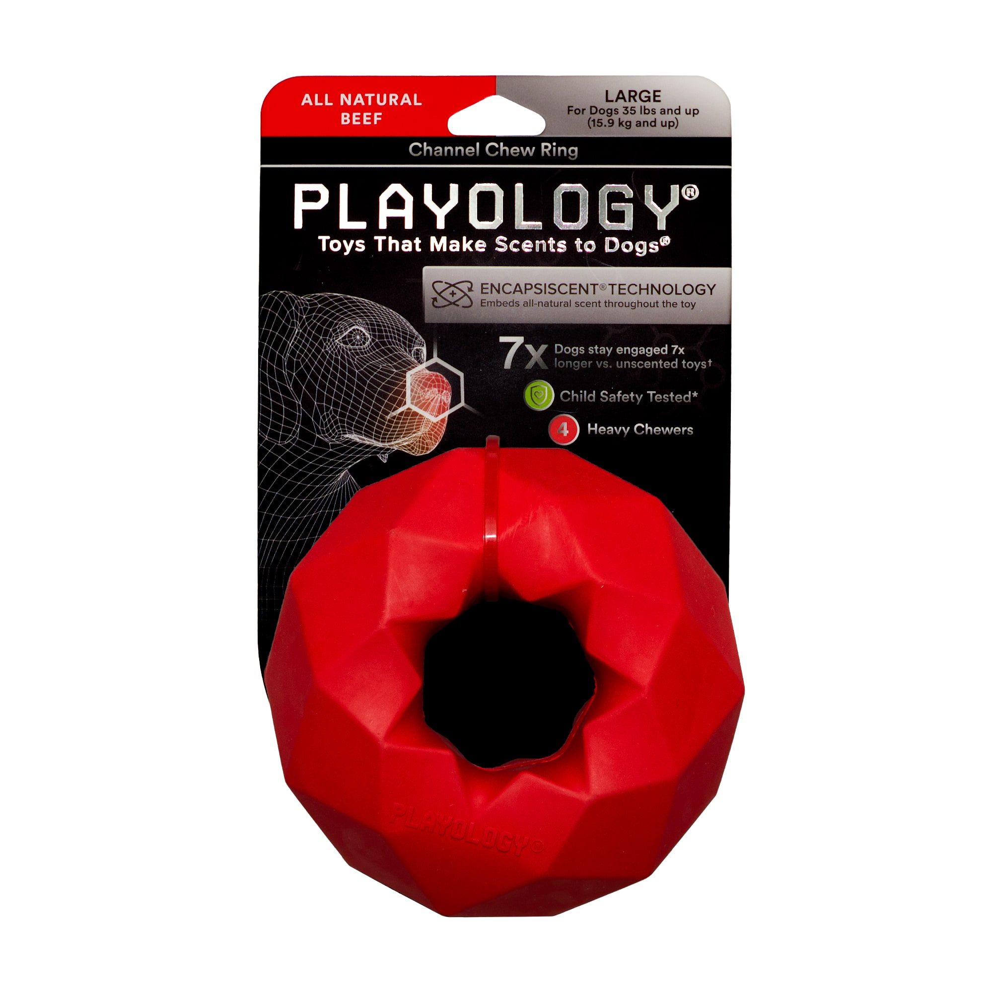 Playology Beef Scent Channel Chew Ring Dog Toy, Large Petco