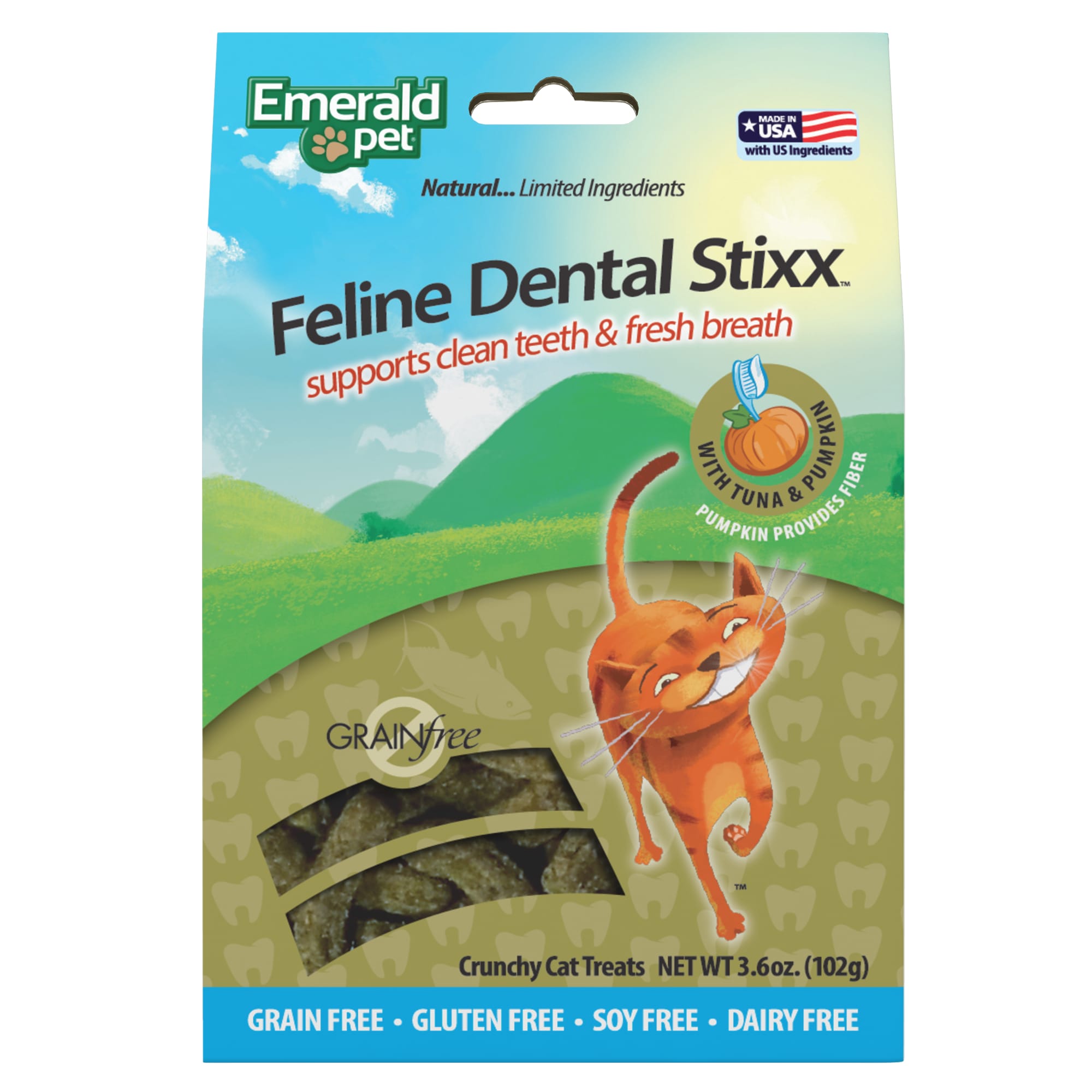 Emerald Pet Tuna Dental Stixx for Cats Fresh Breath & Clean Teeth