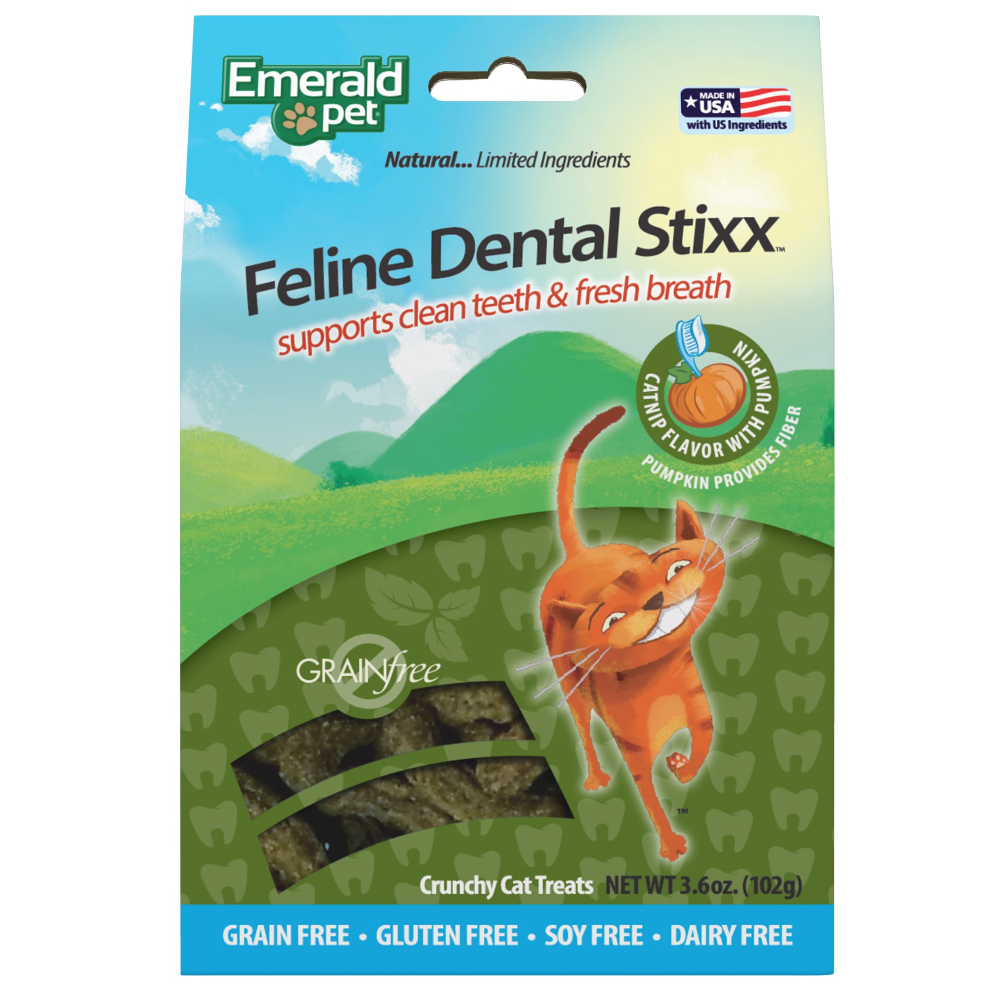 Emerald Pet Catnip Dental Stixx for Cats Fresh Breath & Clean Teeth