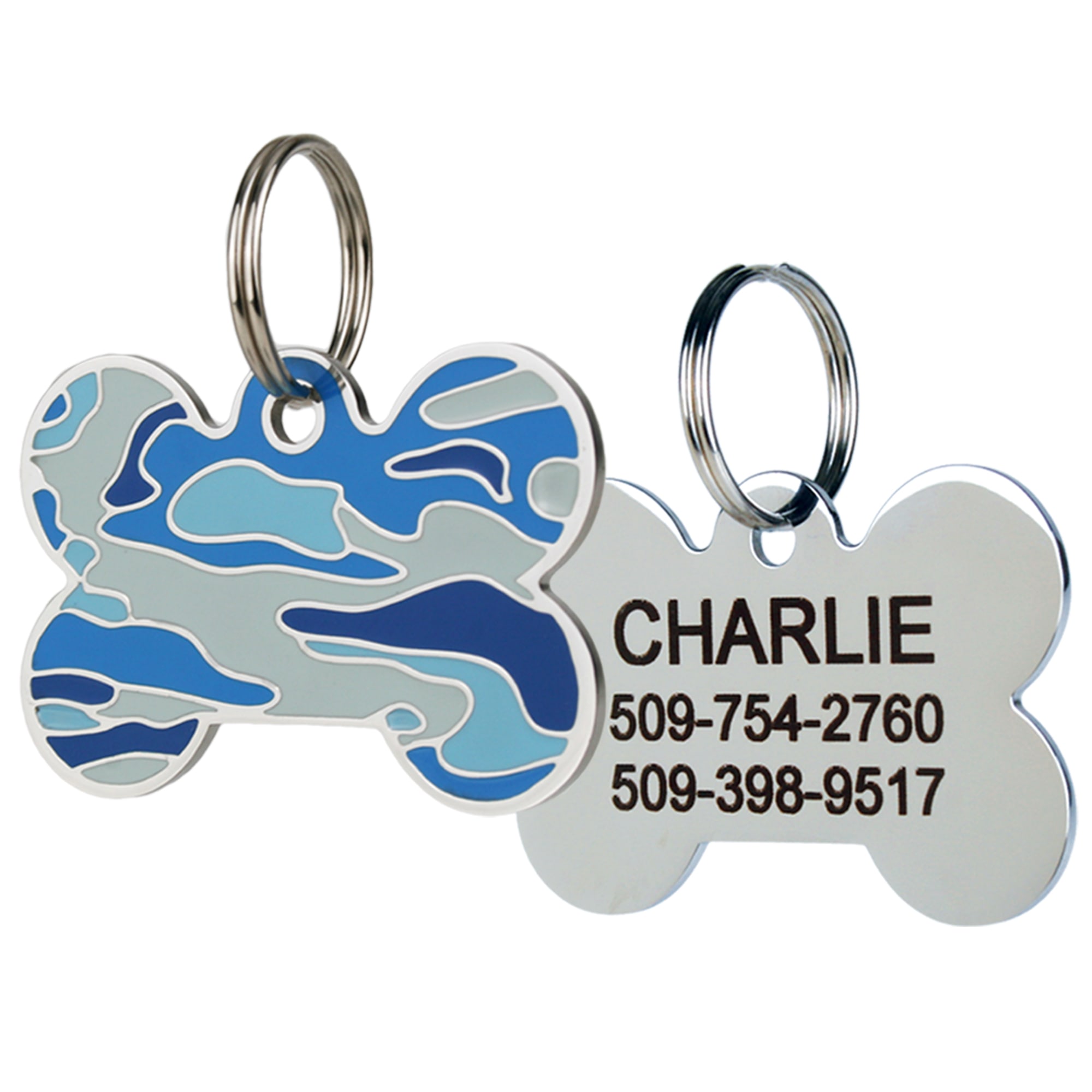 Custom Gone Fishing Bone Shaped Dog ID Tag (Personalized