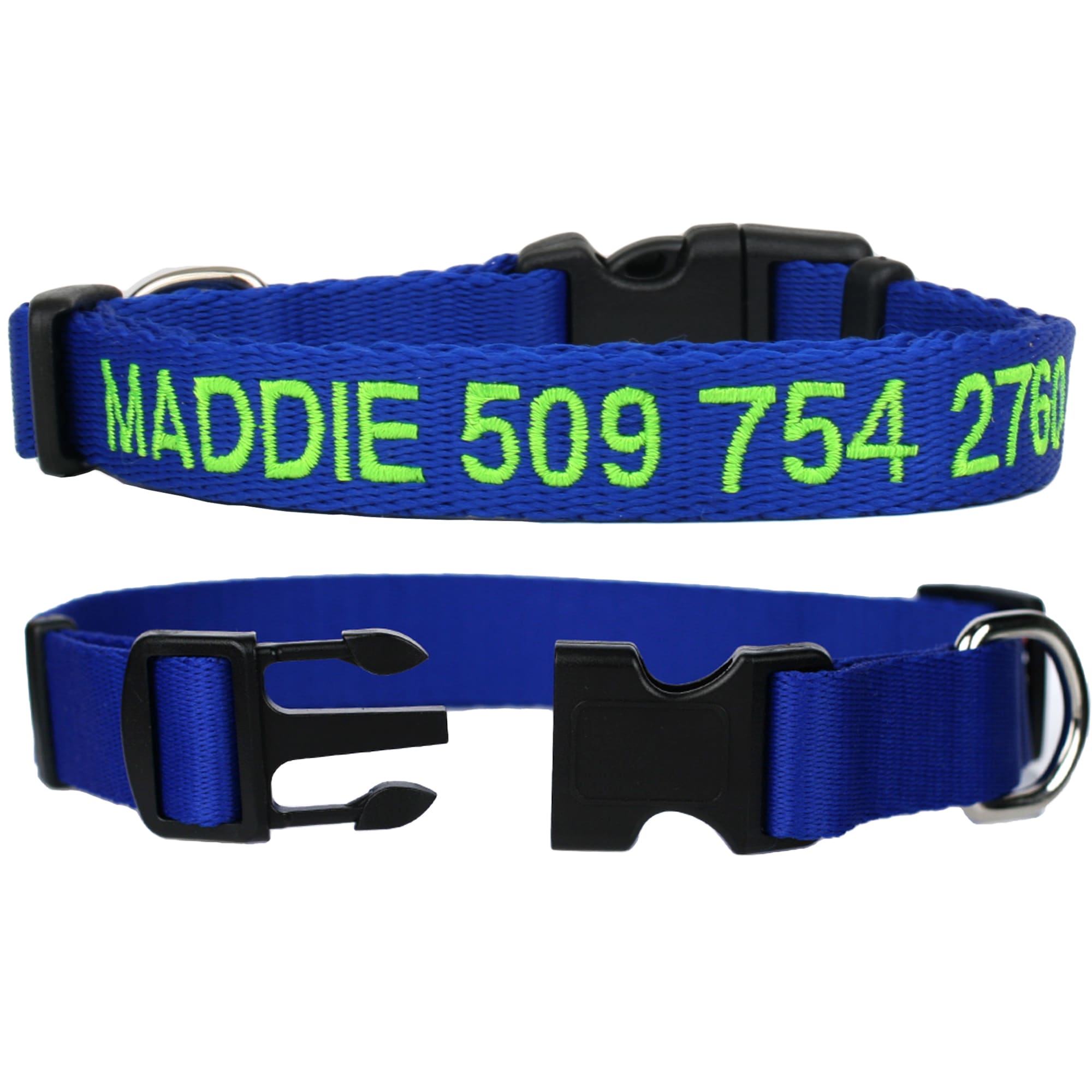 GoTags Nylon Personalized Dog Collar Blue X Small 8 to 12 in Neck 3 8 in Wide