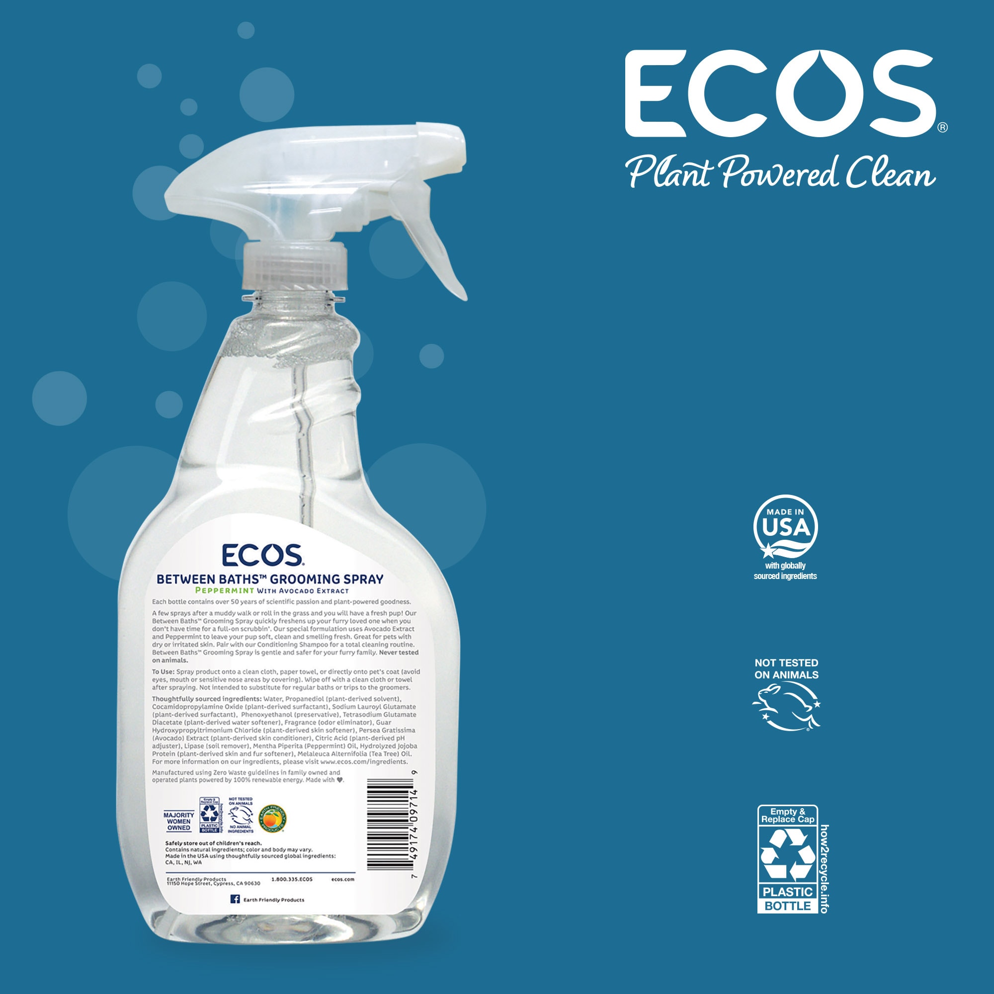 Grooming Spray For Dogs & Cats To Clean & Freshen Between Baths - ECOS®