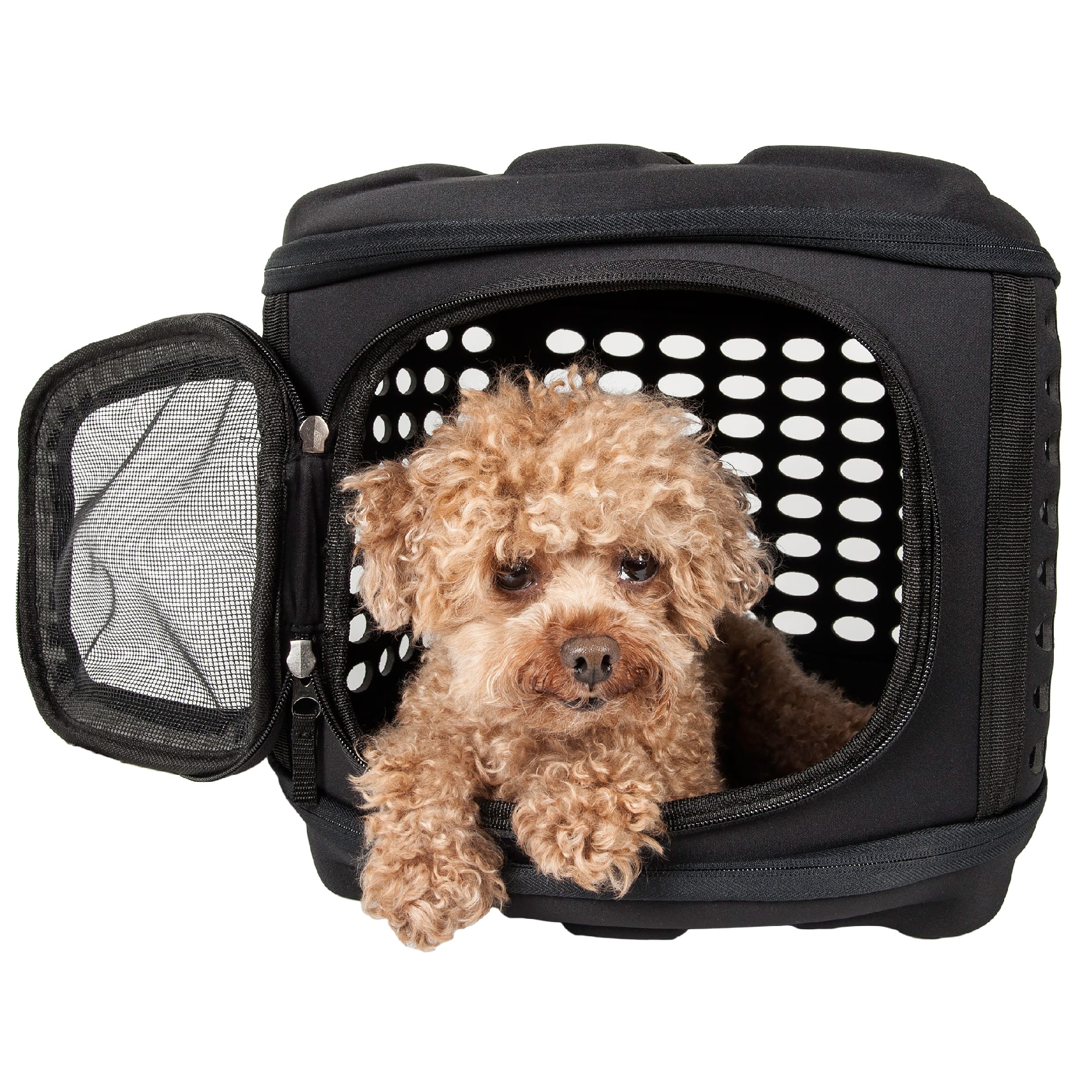 Pet Life Tough-Shell Wheeled Collapsible Final Destination Pet Carrier - Black