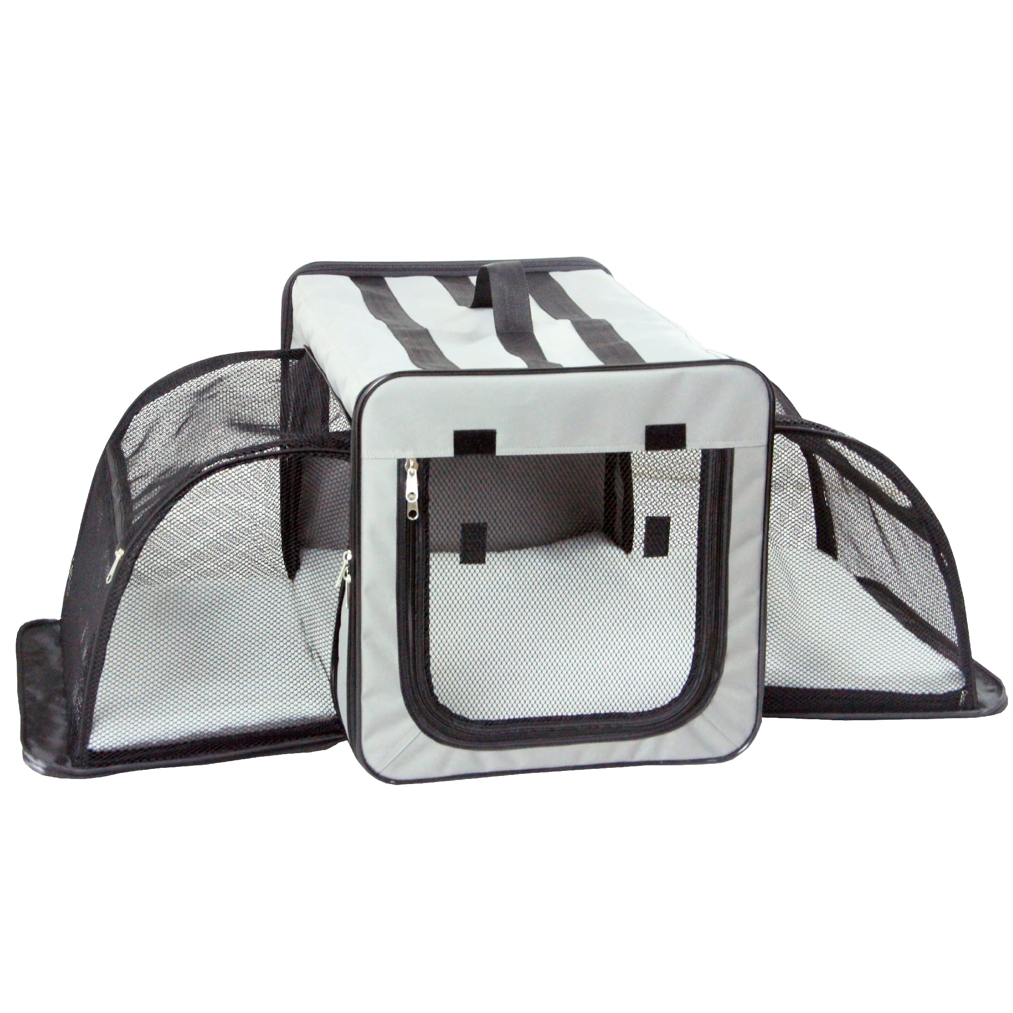 Pet Life Folding Zippered Lightweight Easy Folding Pet Crate - Khaki