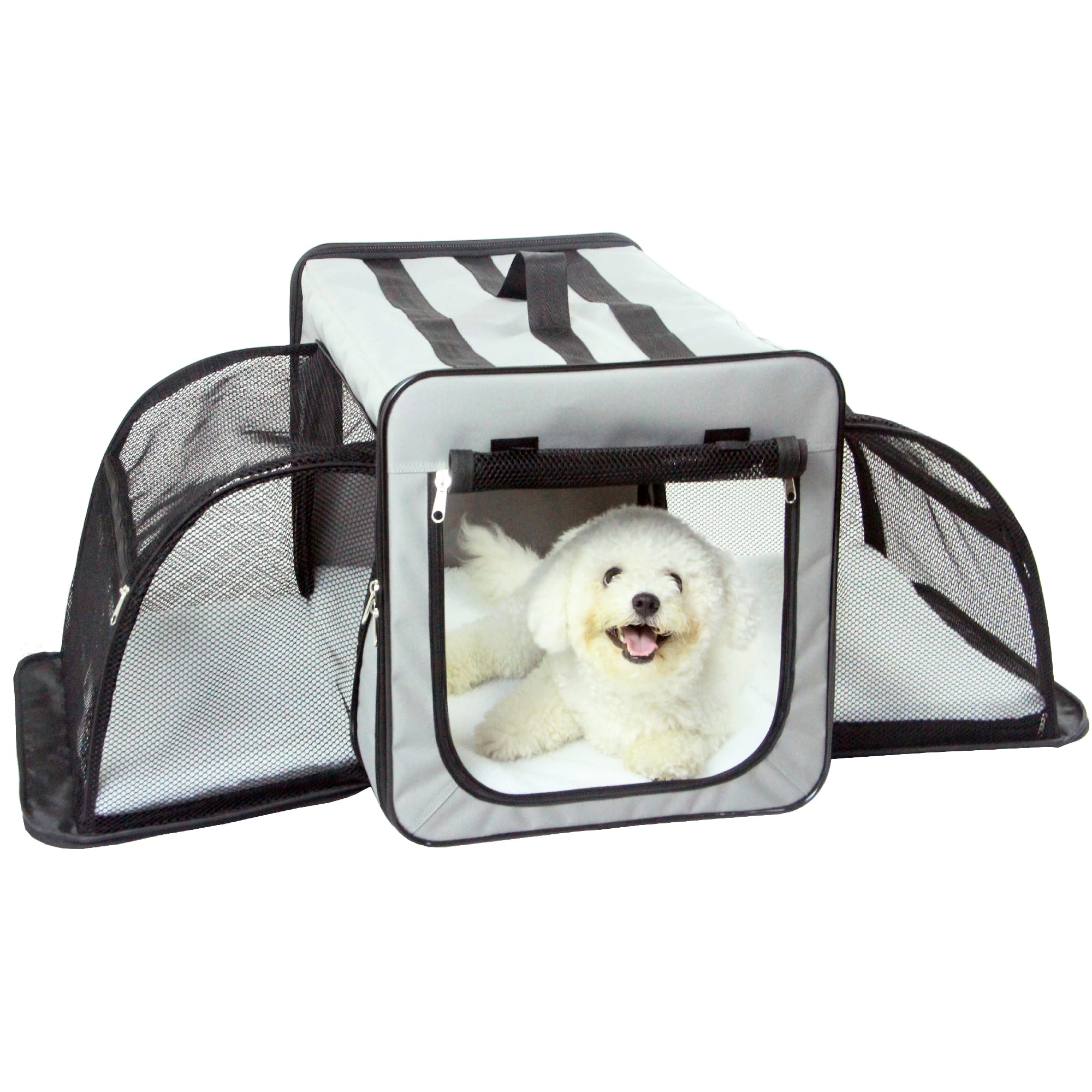 Pet Life Folding Zippered Lightweight Easy Folding Pet Crate - Khaki