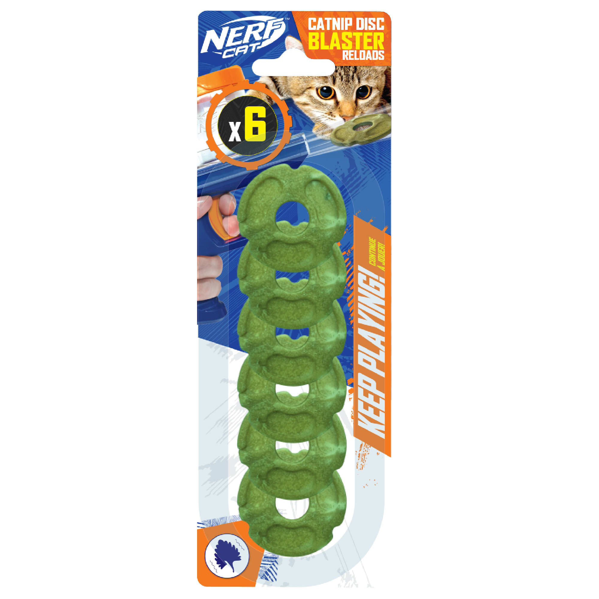 Nerf Catnip Disc Blaster Cat Toy, Small, Pack of 3