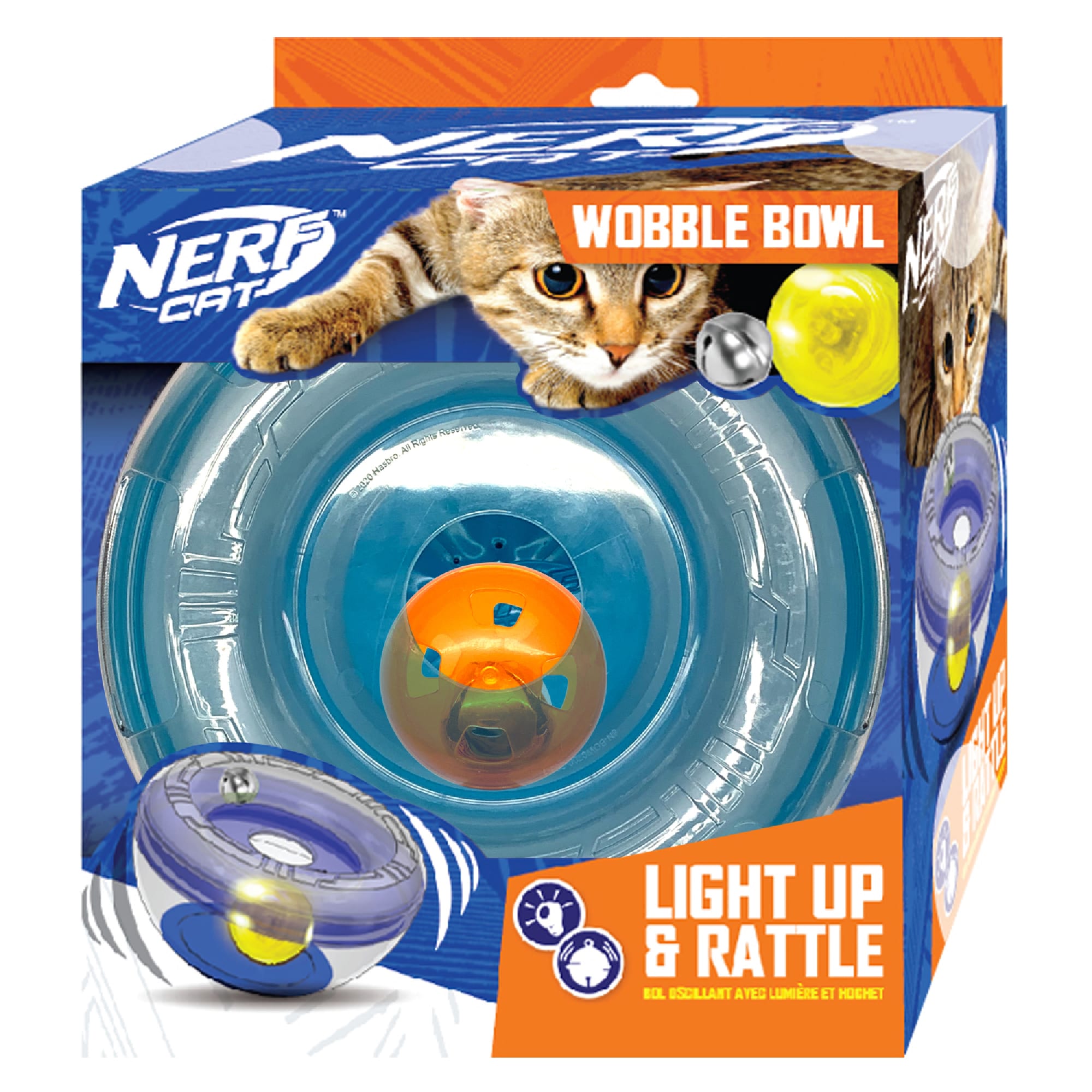 Nerf Wobble Bowl with LED Ball and Bell Ball Cat Toy, Medium Petco
