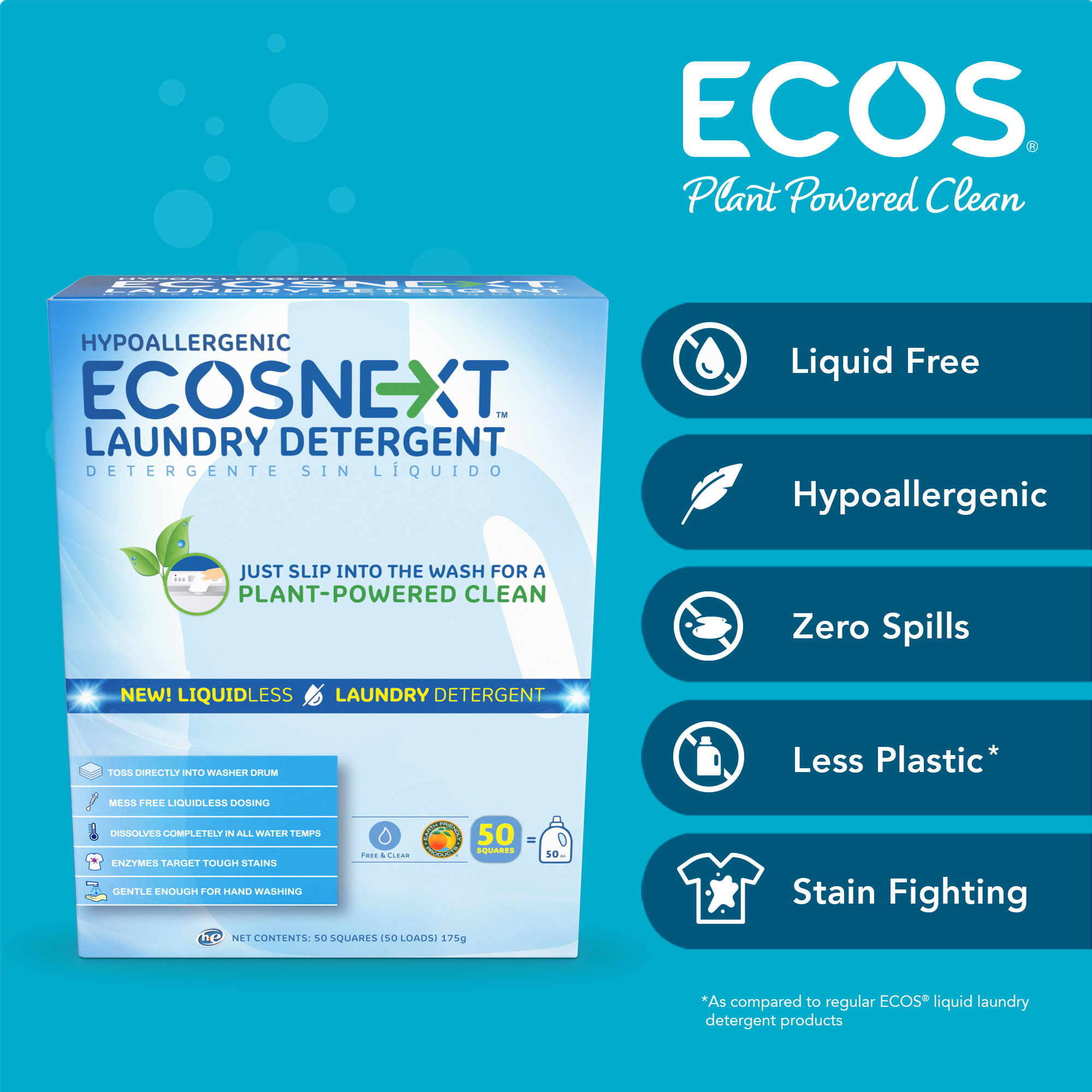 ECOS Free & Clear Hypoallergenic Liquid Laundry Detergent with Built-In  Fabric Softener