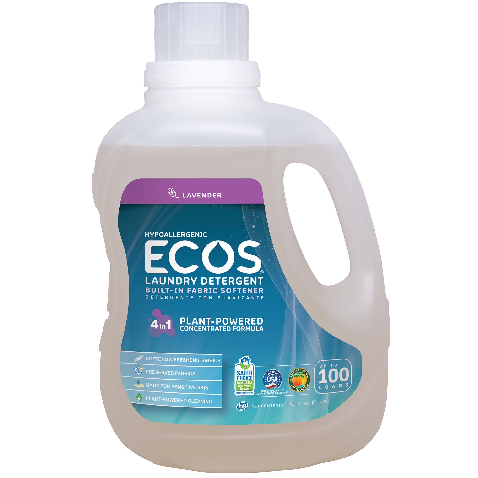 ECOS Lavender Hypoallergenic Liquid Laundry Detergent with BuiltIn