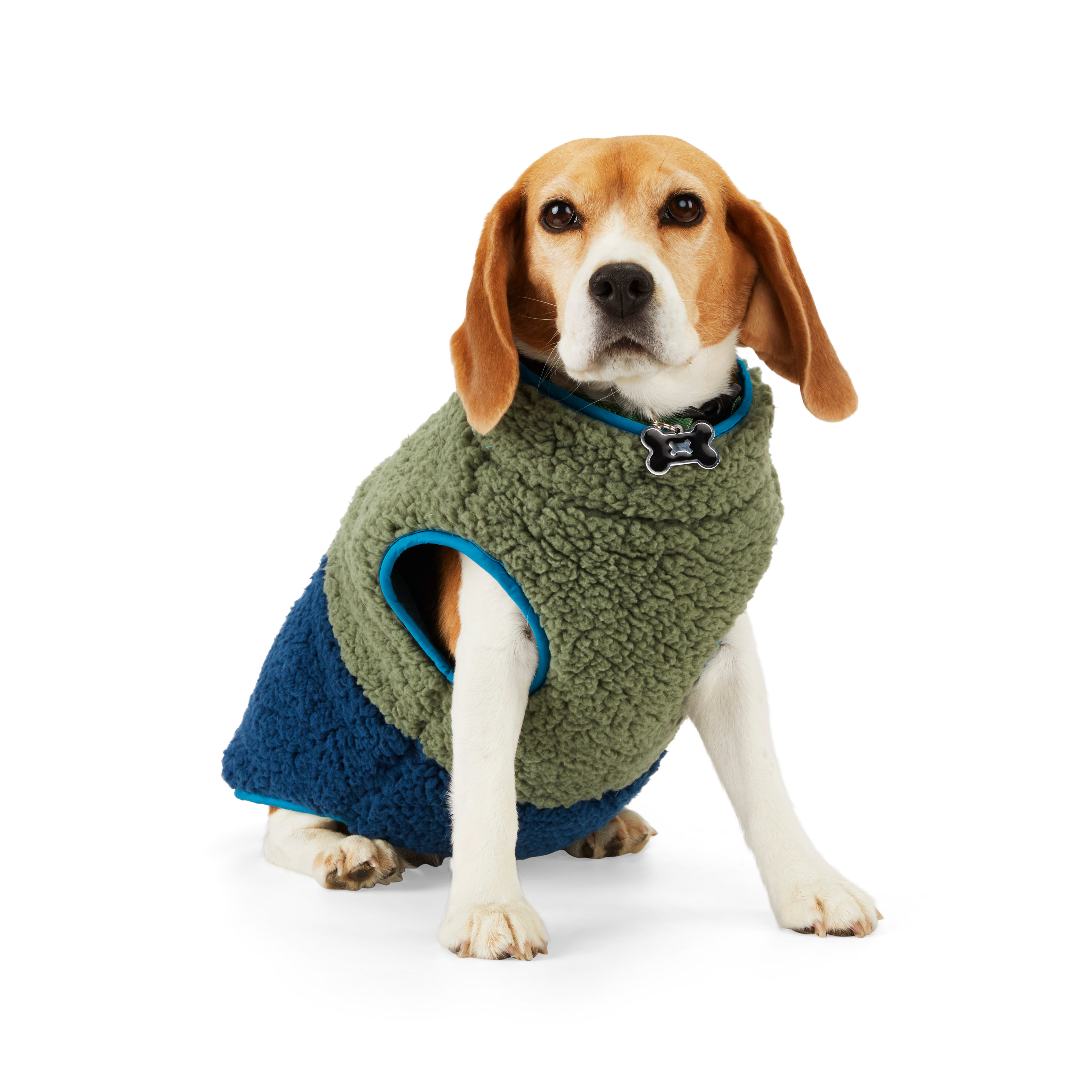YOULY The Nature Lover Navy Colorblocked Reversible Dog Fleece Coat, XX