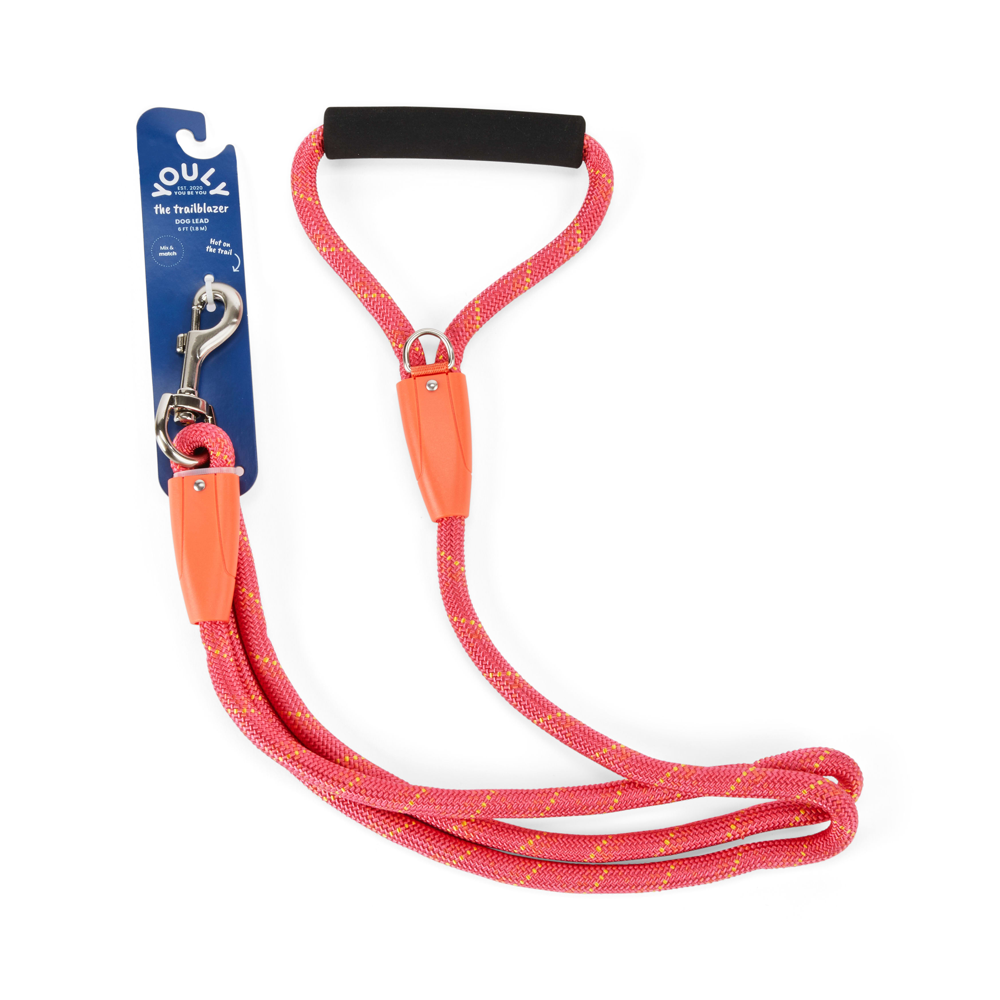 Nautical Rope Dog Leash - Black/Orange/Yellow