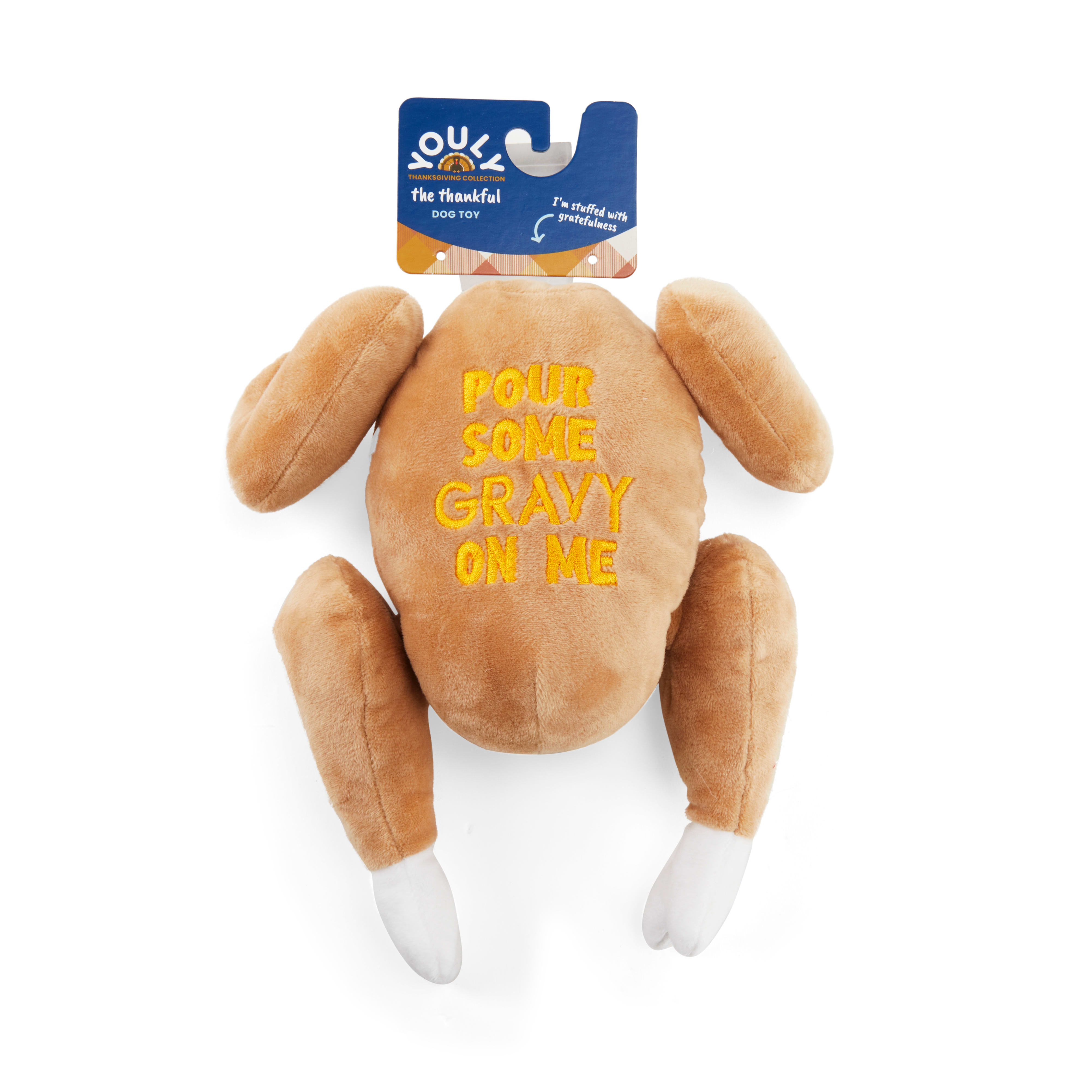 YOULY The Thanksgiving Collection Turkey Gravy Bungee Dog Toy, Medium