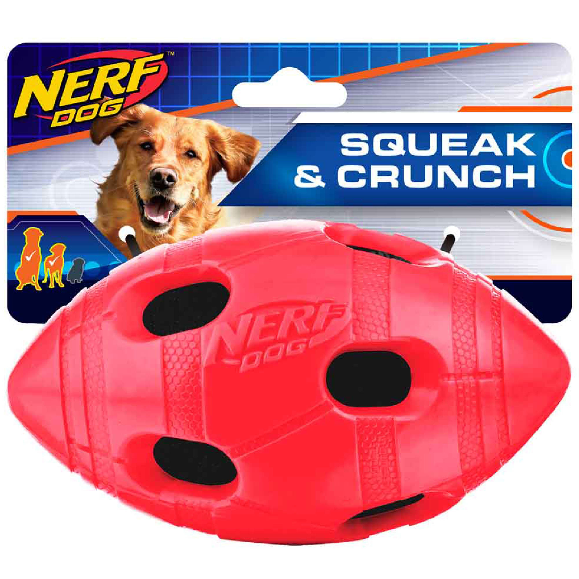 Nerf Blue & Green Squeak & Crunch Pet Toy Ball