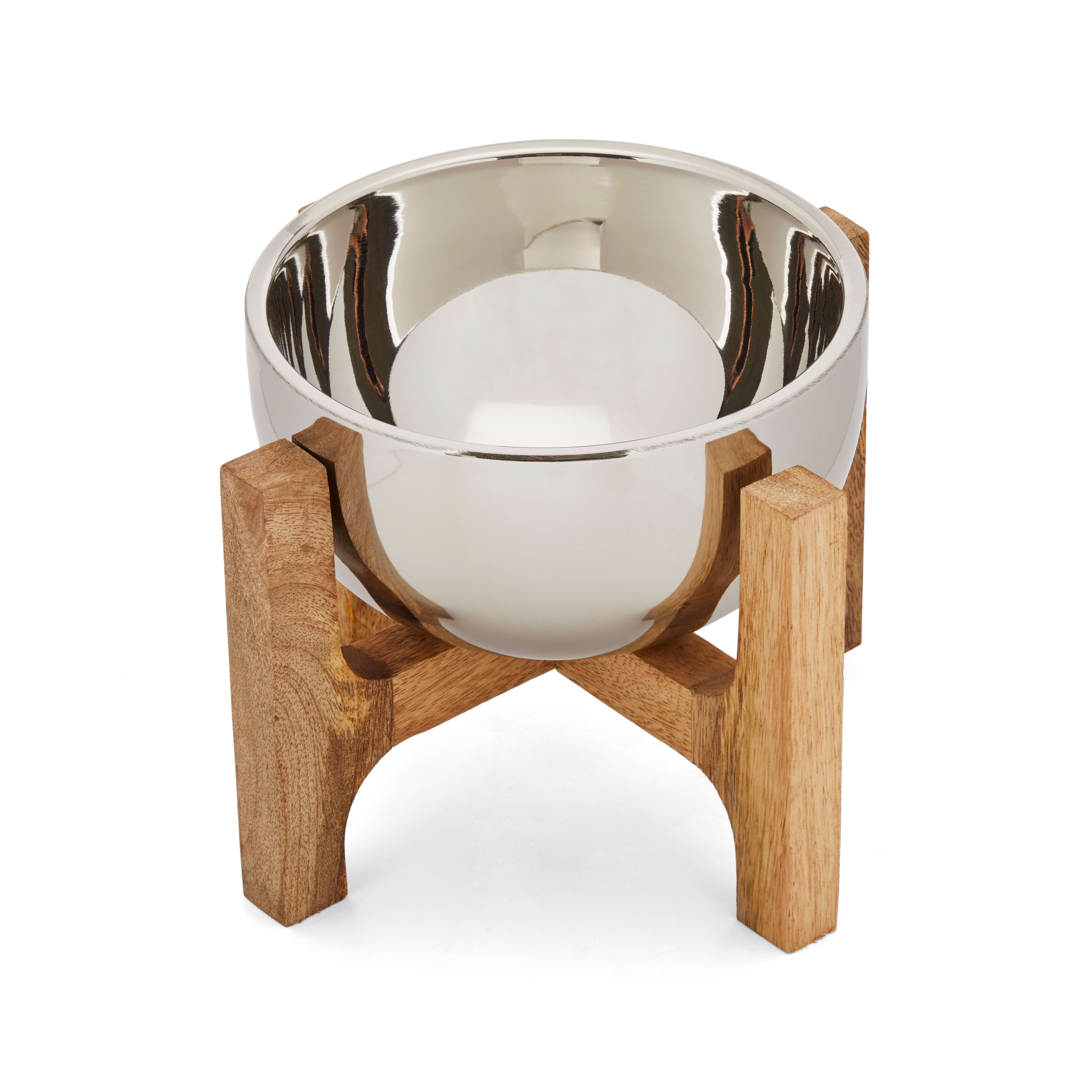 Reddy Stainless Steel & Bamboo Elevated Dog Bowl, 3 Cups