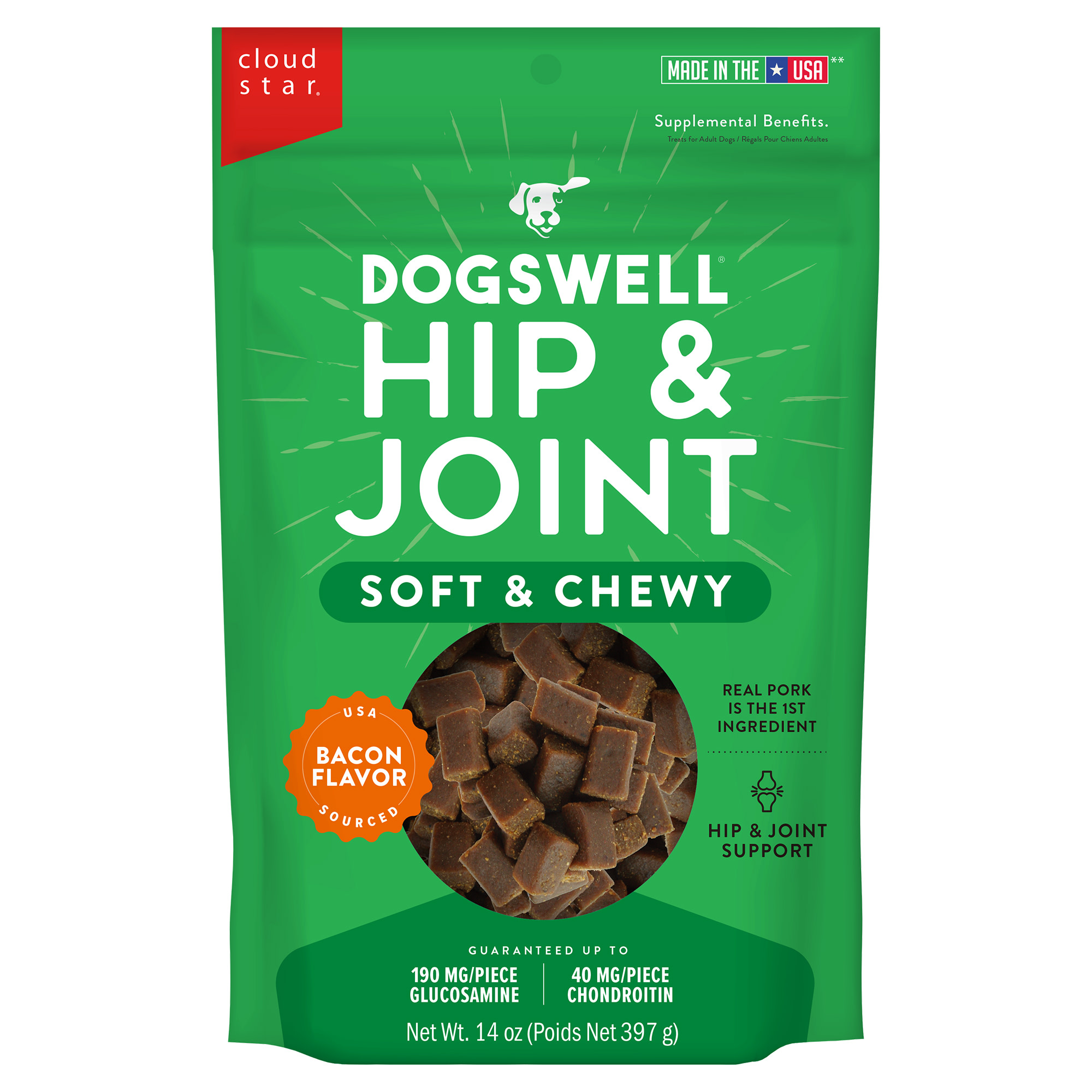 Dogswell Bacon Hip & Joint Soft Chewy Treats 14 oz