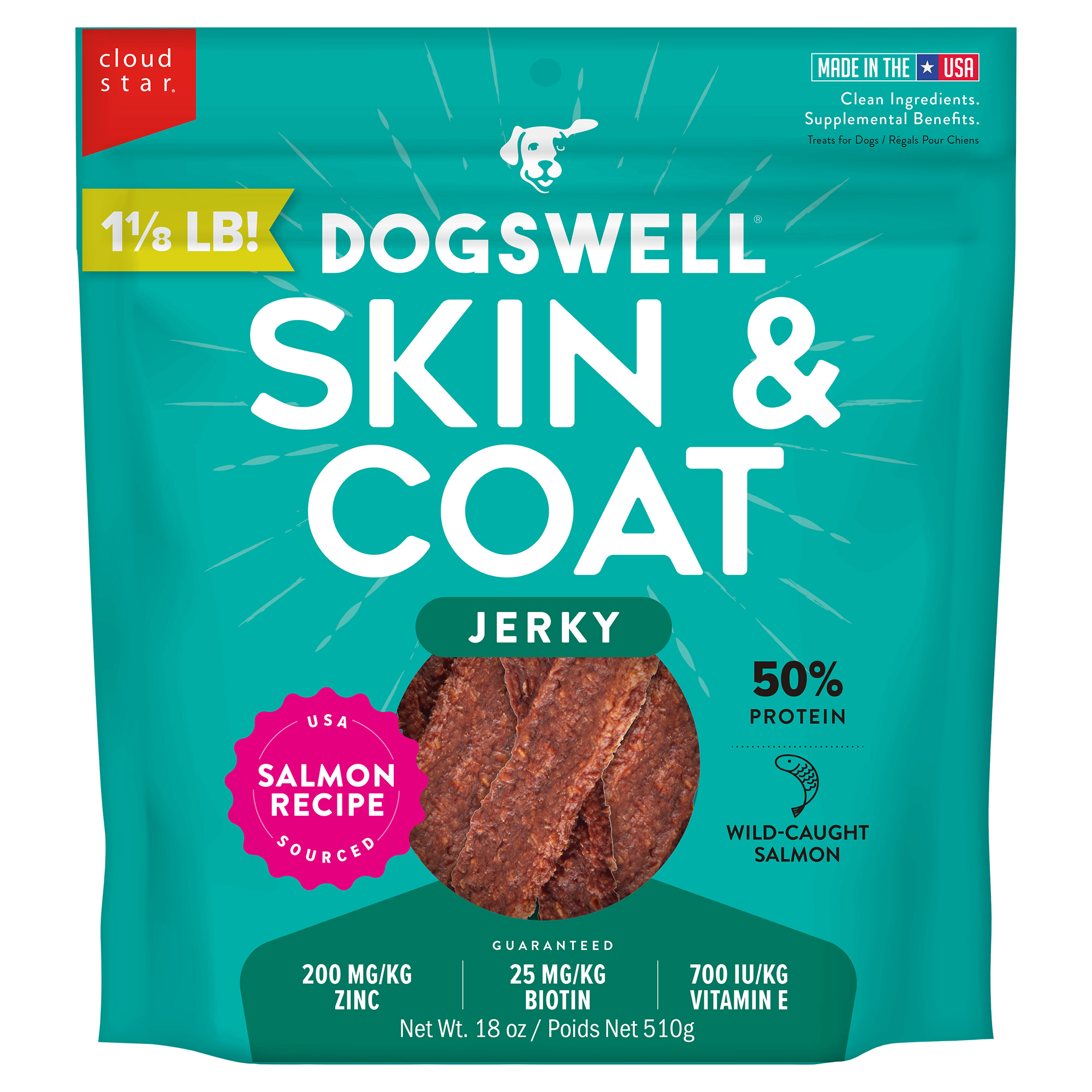 Dogswell Salmon Recipe Skin Coat Jerky Dog Treats 18 oz. Petco