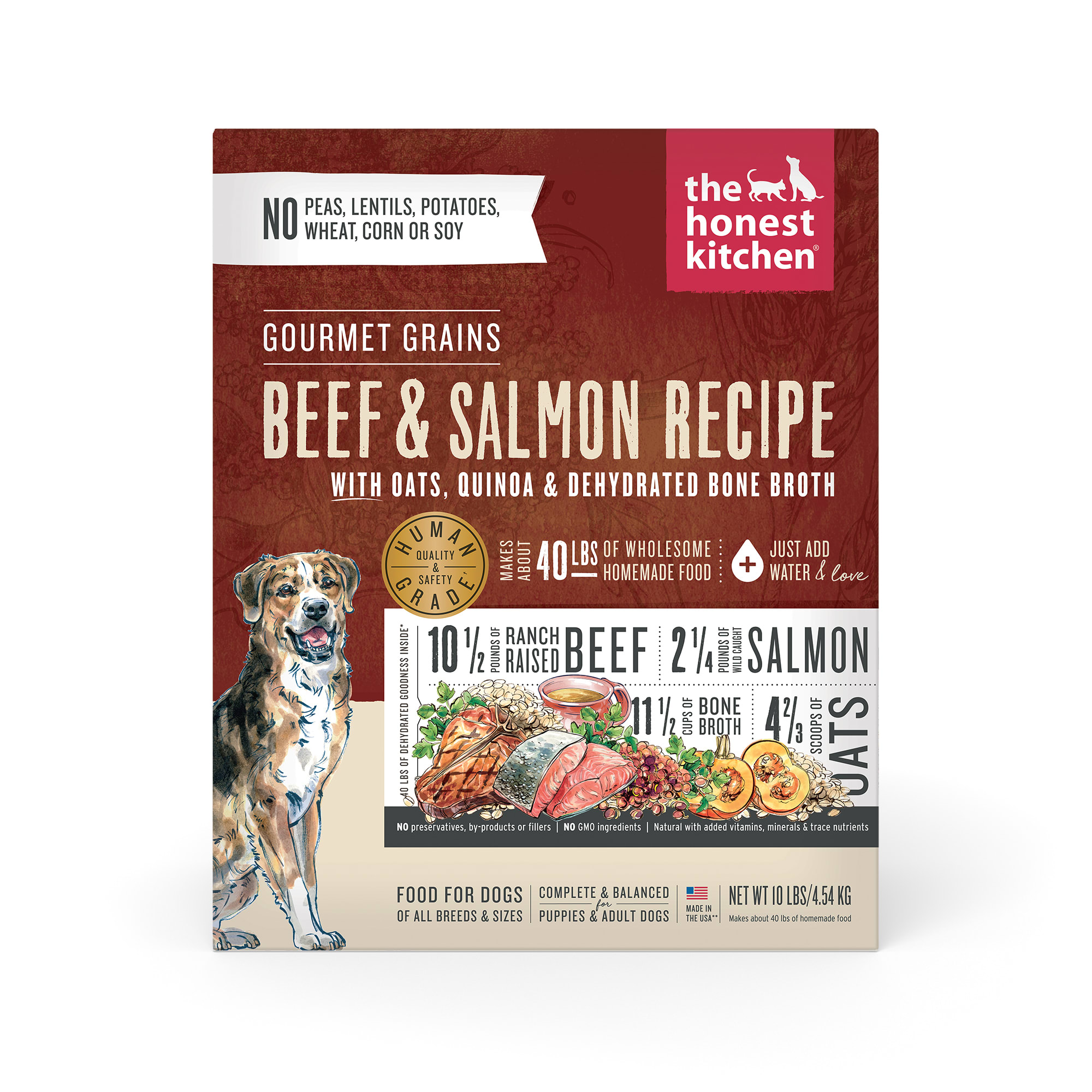 Honest Kitchen Beef & Salmon Gourmet Grains Dog Food 10 lbs