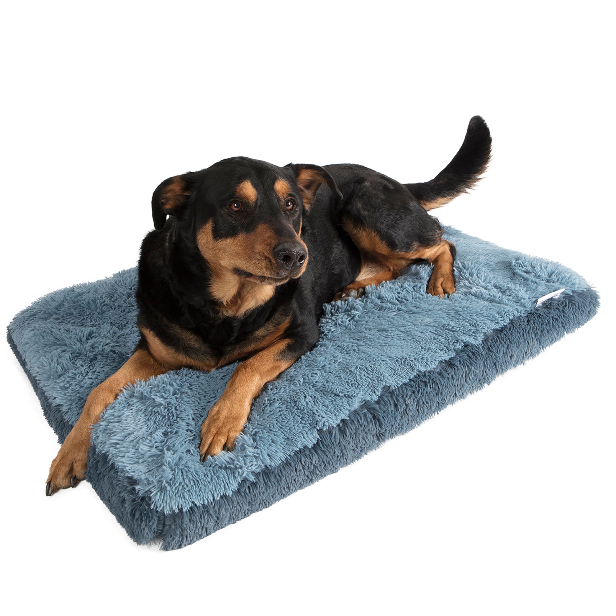 Paws & Pals Blue Fuzzy Pet Bed, 27.5