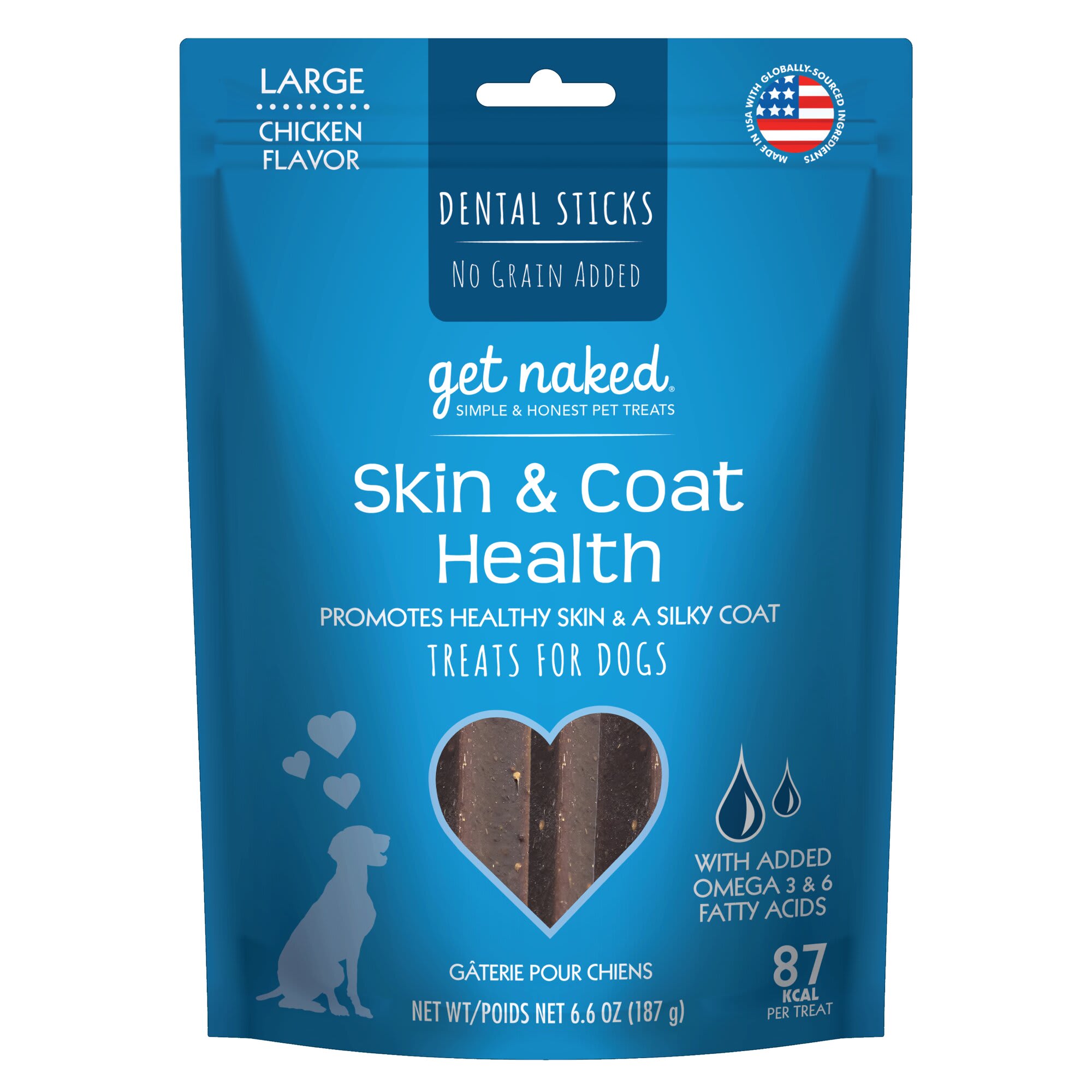 Get Naked Chicken Flavor Skin & Coat Health Dog Treats 6.6 oz