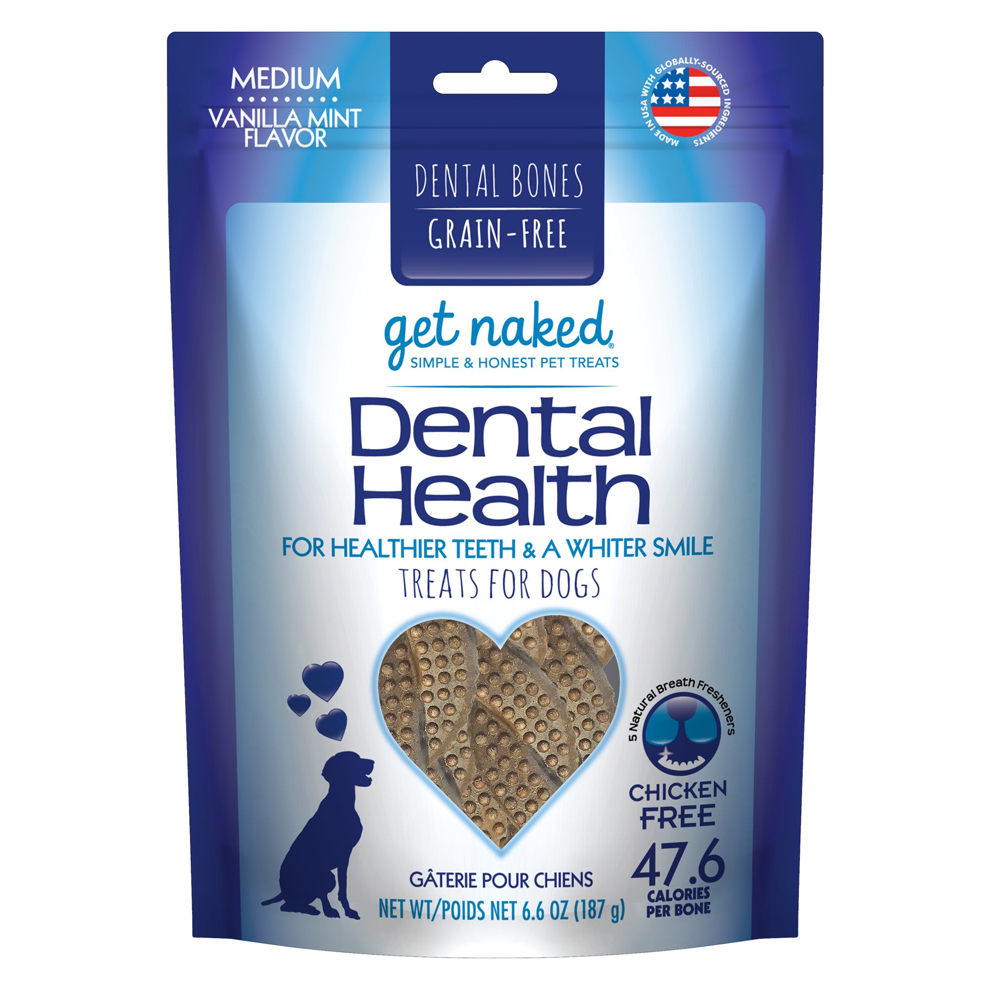 Get Naked Dental Health Vanilla Mint Flavor Medium Dog Treats 6.6