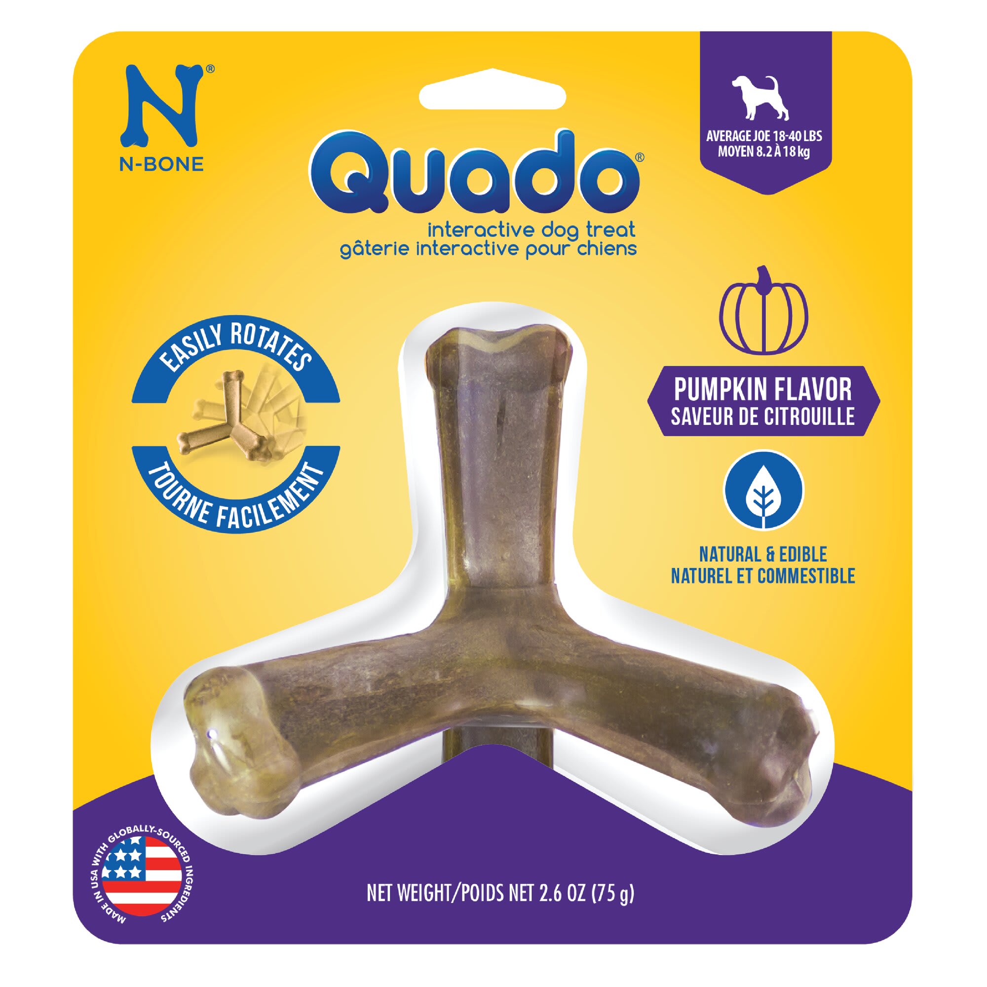 NBone Quado Pumpkin Dog Treats Interactive & Dental Health