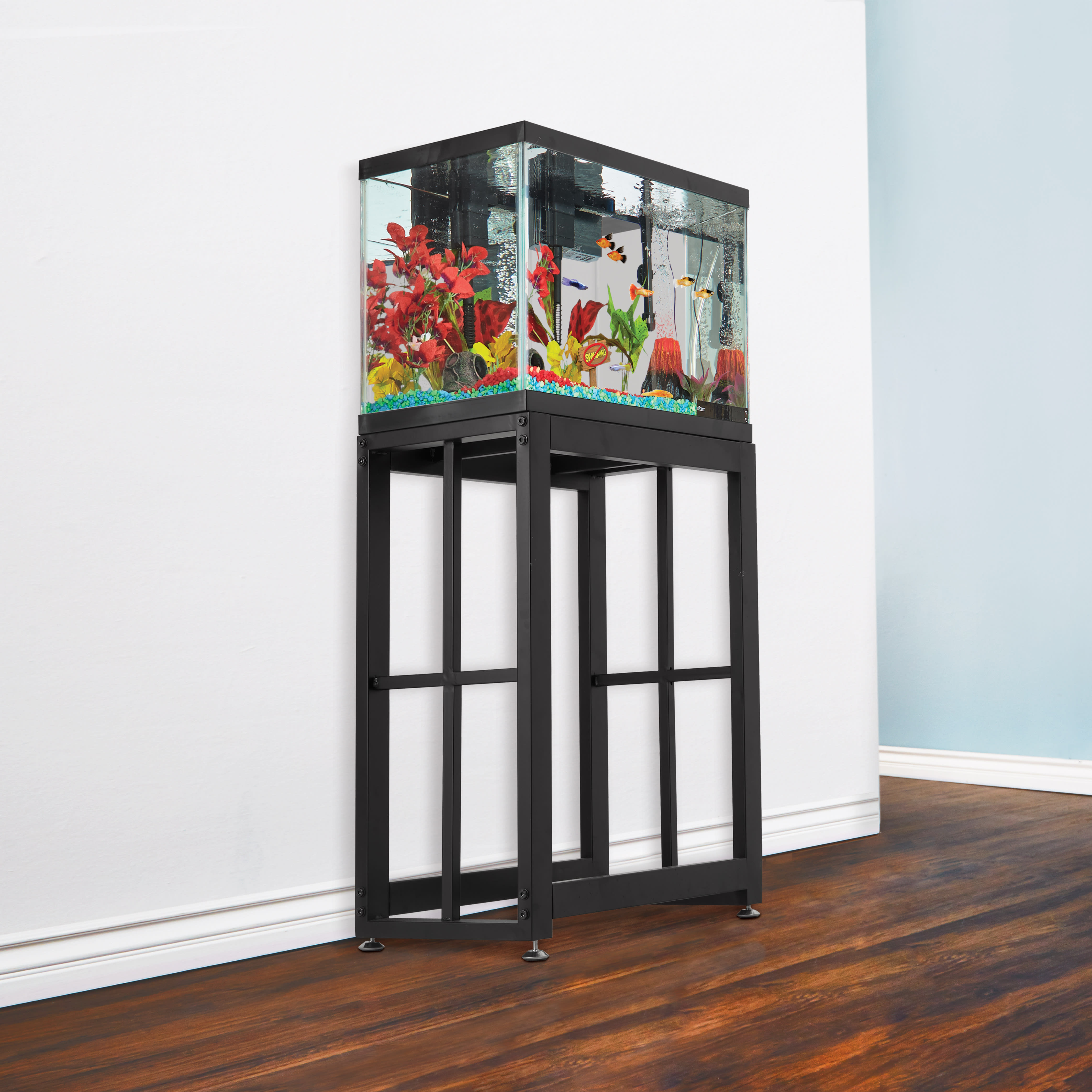 GDLF Fish Tank Stand Metal Aquarium Stand for 20 Gallon Long with  Accessories Storage