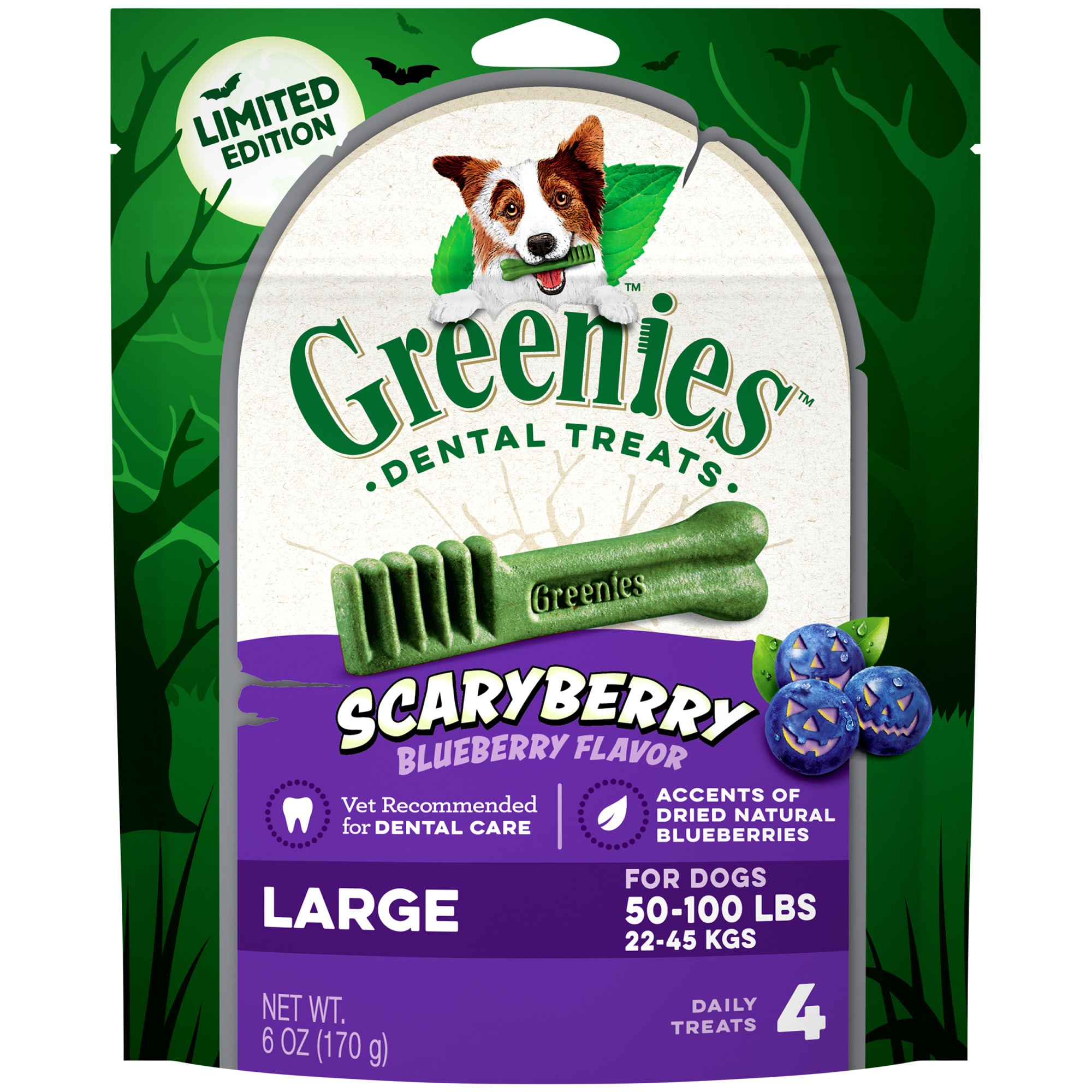 GREENIES ScaryBerry Dental Treats for Dogs Blueberry Flavor