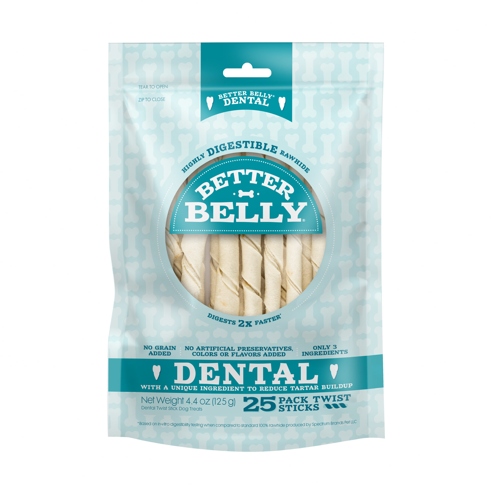 Better Belly Highly Digestible Rawhide Dental Twist Sticks for Dogs, 4. ...