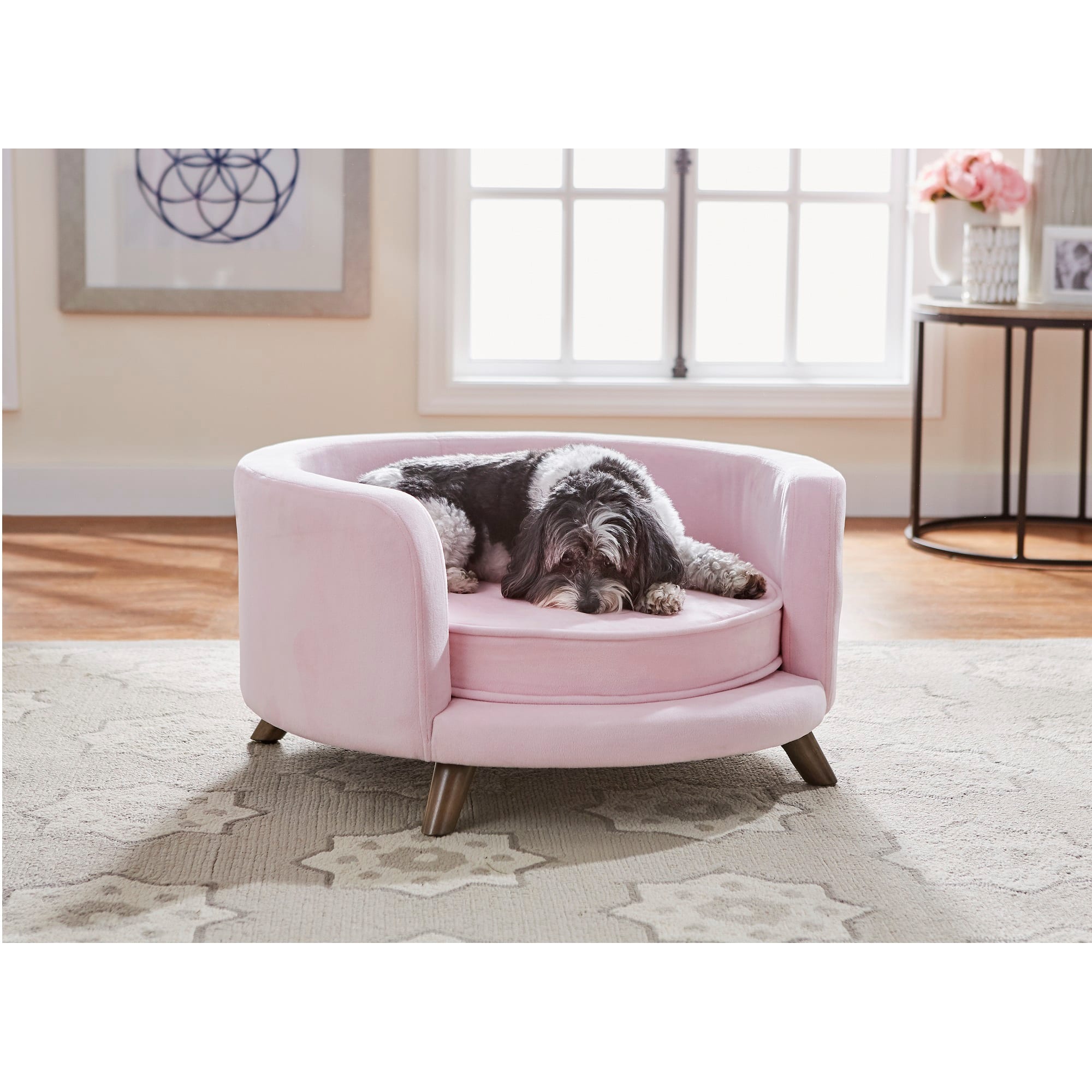 Enchanted Home Blush Pink Round Pet Sofa & Comfort Contour